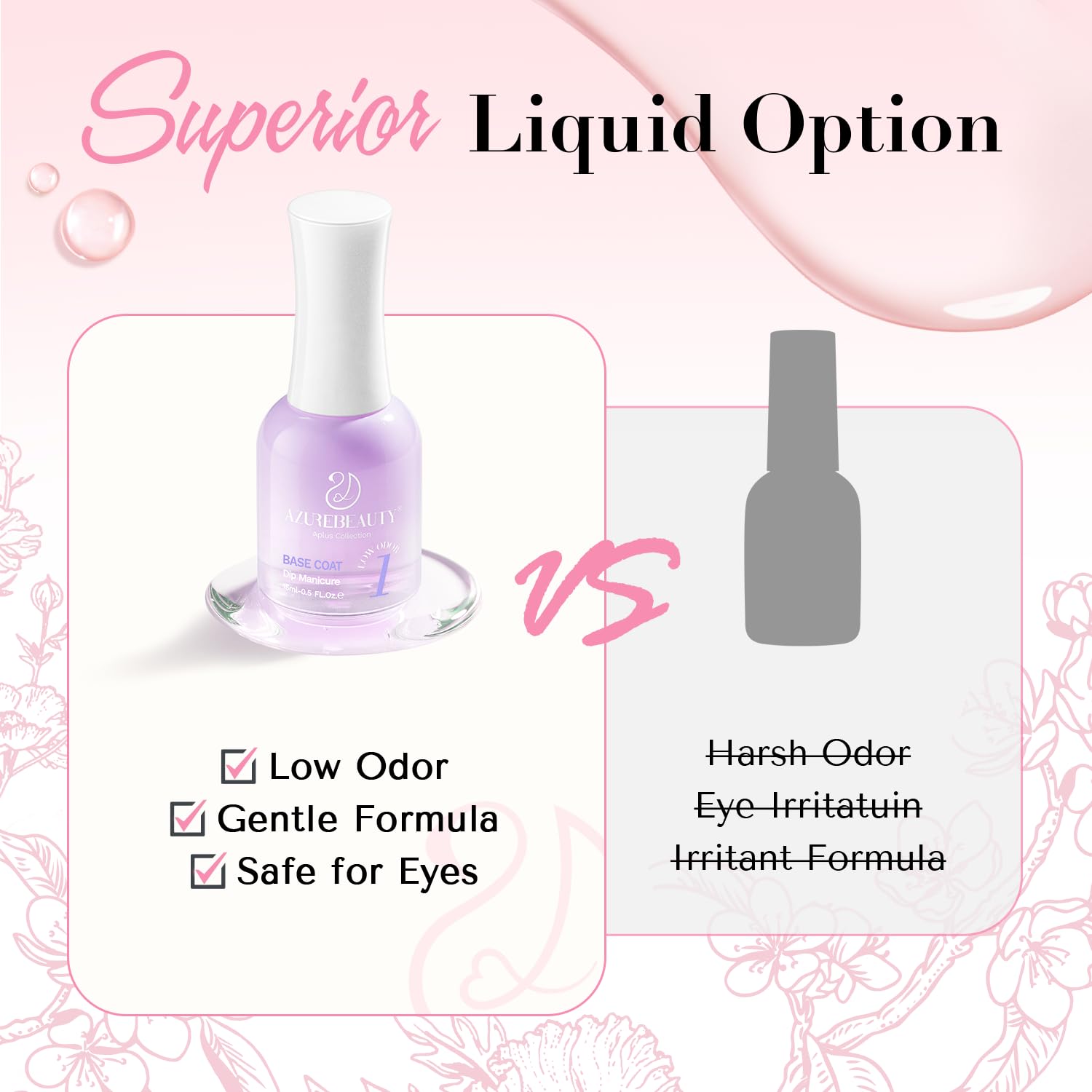 AZUREBEAUTY Low Odor Dip Powder Top Coat - 15ml Nail Liquid Set for Dip Powder Manicure, No UV Lamp Needed | Perfect for Salon & Home Nail Care