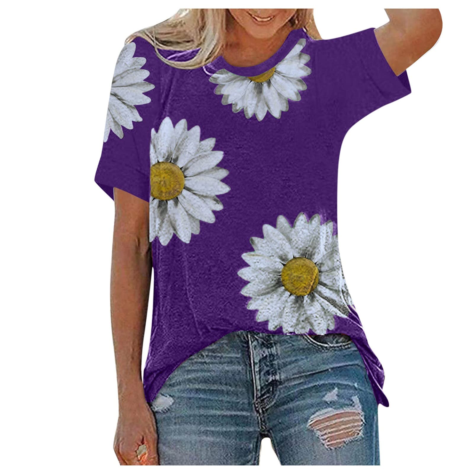 Women's Summer T-Shirts - Crewneck Short Sleeve Graphic Tees - Loose Fit Casual Tops for Women - Perfect for Beach, Vacation & Everyday Wear