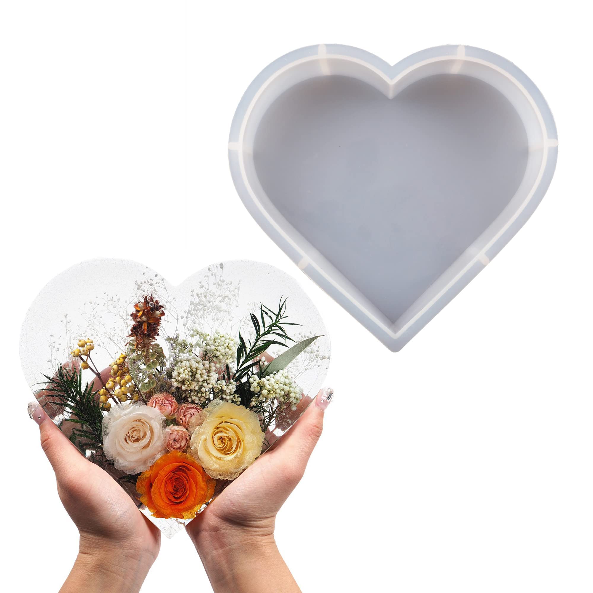 Premium Silicone Molds for Resin - Large Heart Shaped Cube Molds with Deep Crystal Design | DIY Epoxy Resin Casting for Flower Preservation, Wedding Favors, Valentine's Gifts & Home Decor | Perfect for Crafting, Party Decorations and Unique Handmade Gifts