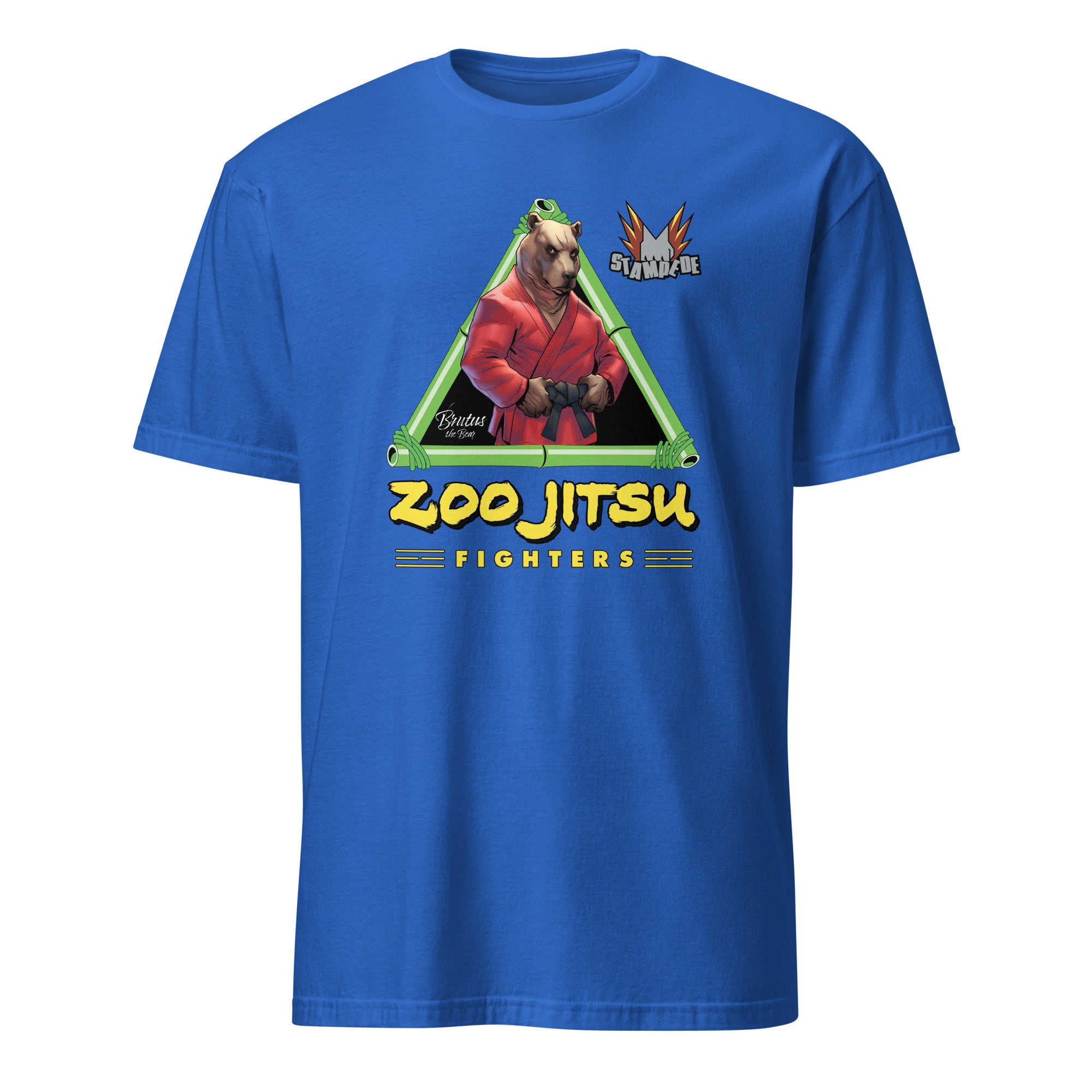 Zoo Jitsu Fighters Brutus the Bear Graphic T-Shirt - Unisex Short Sleeve Cotton Tee for MMA Fans & Animal Lovers - Perfect for Gym, Casual Wear & Gift Giving