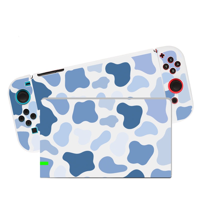 Premium Navy Blue Cow Print Protective Case for Nintendo Switch - Durable Cover for Gaming, Travel & Everyday Use