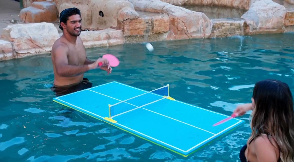 Pool Tennis Set for Two - Floating Pool Table Game with 2 Paddles & Ball - Fun Water Sports Equipment for Pool Parties, Backyard Fun & Summer Activities