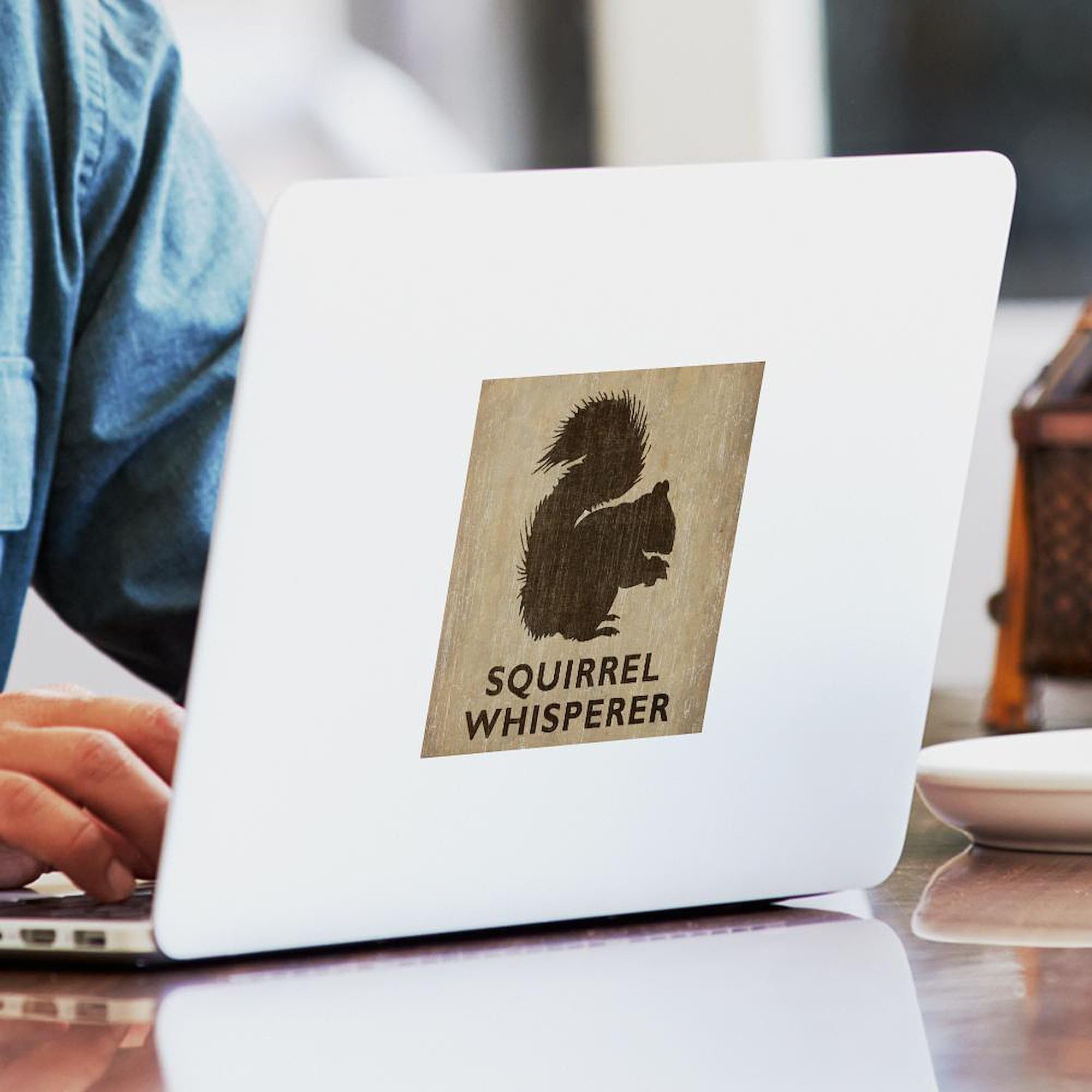 Vintage Squirrel Whisperer 3x3 Inch Square Bumper Sticker - Waterproof Car Decal for Windows, Laptops & Coolers - Funny Animal Lover Gift for Nature Enthusiasts