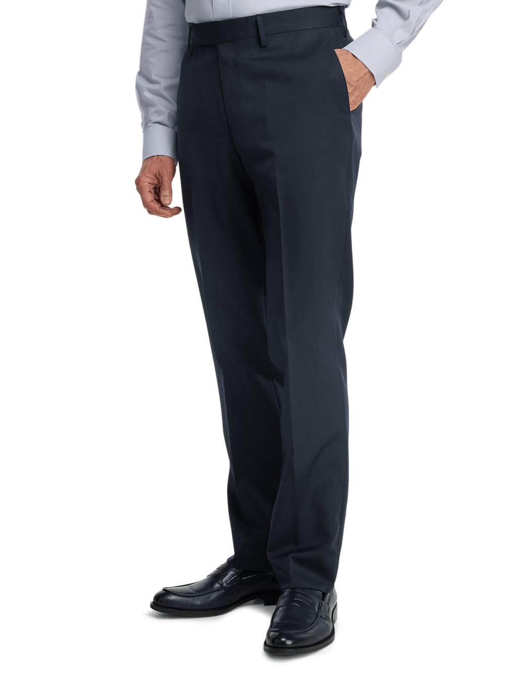 Premium Wool Gabardine Dress Pants for Men - Classic Dark Navy Color - Perfect for Business, Office & Formal Occasions