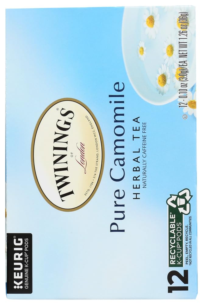 Twinings of London Pure Camomile Tea K-Cups for Keurig - 24 Count | Herbal Tea Pods for Relaxation & Sleep Support | Perfect for Home, Office & Travel Use