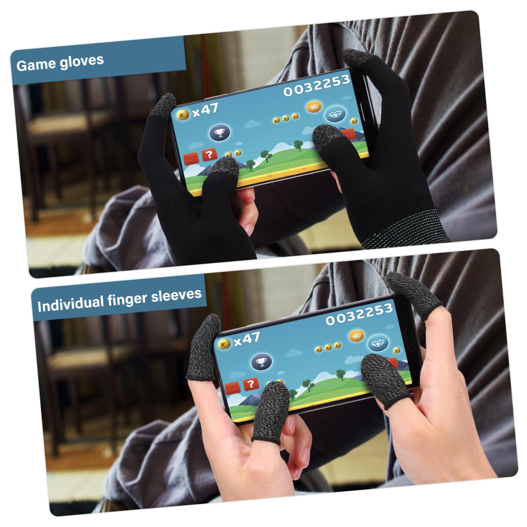 BESPORTBLE Gaming Finger Sleeves - 1 Set Touchscreen Finger Cots & Fingerless Gloves for Mobile Gamers | Sweat-Resistant Phone Gloves for Esports, PUBG, Fortnite & COD | Perfect for Long Gaming Sessions & Competitive Play