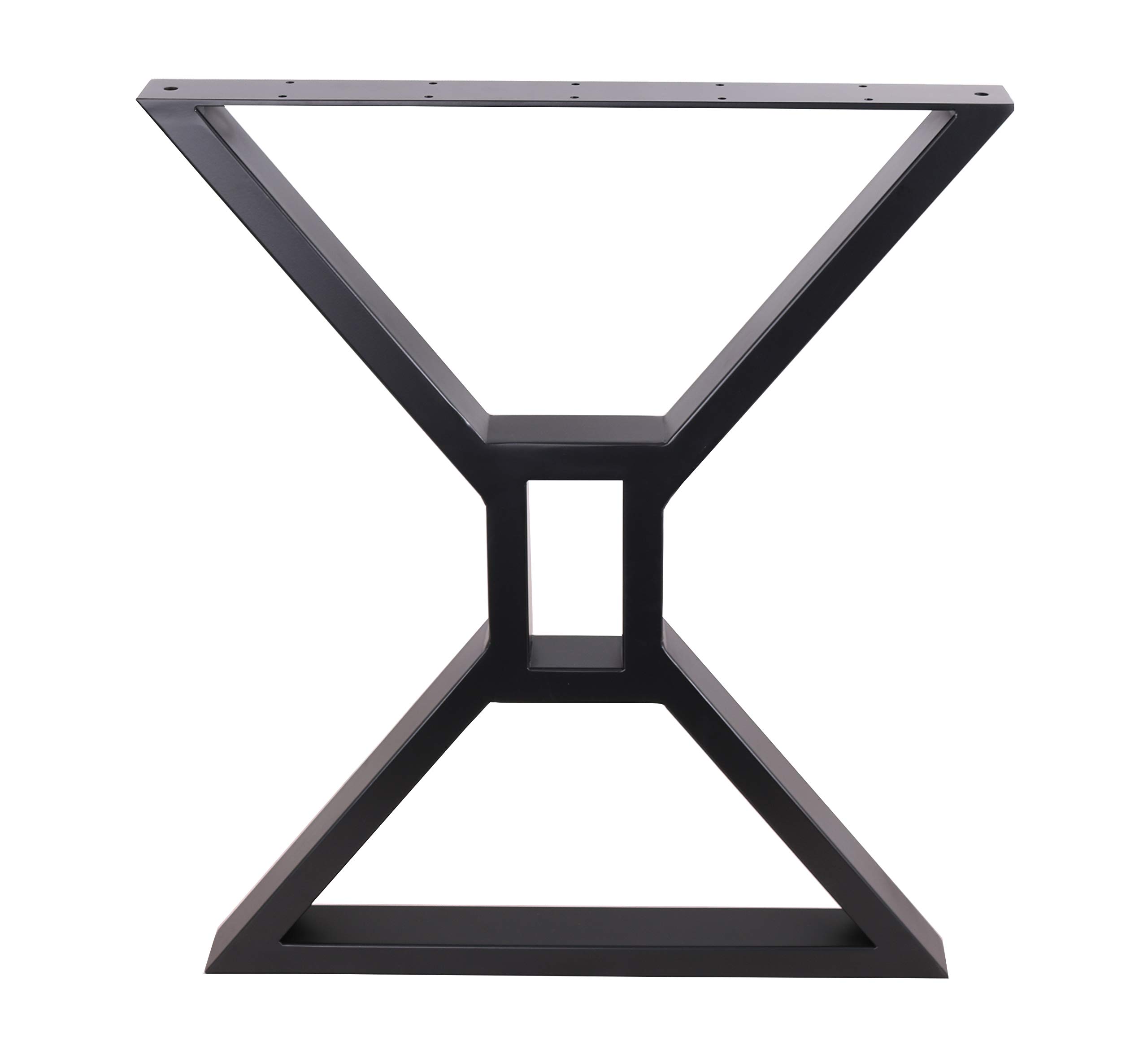 2 Pack Black Hollow X-Shaped Steel Table Legs - Heavy Duty Dining Table Legs, Office Desk Legs, Computer Workstation Legs & Industrial Kitchen Table Supports (Set of 2) - Perfect for Modern Home Office, Restaurant Furniture & Industrial Style Decor