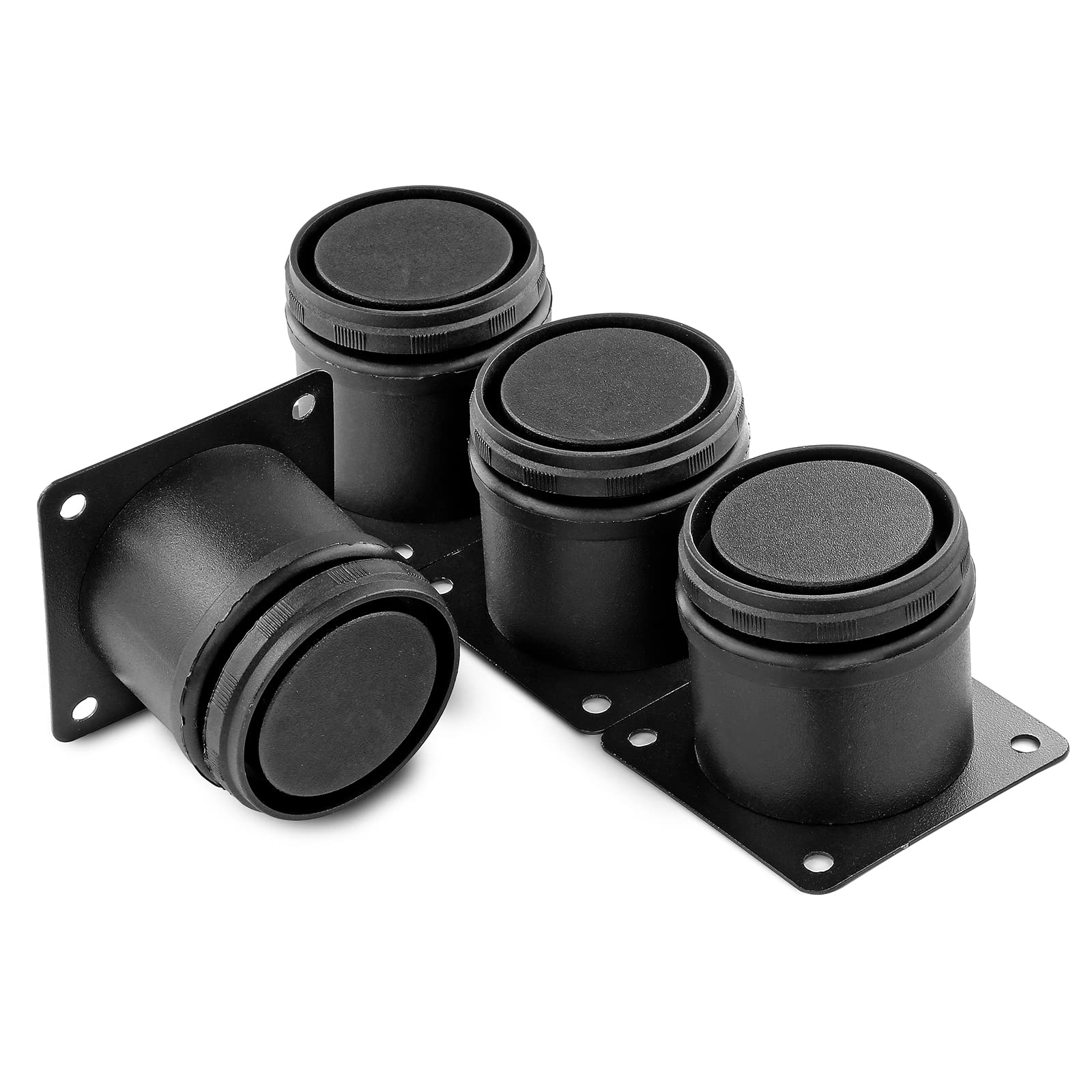 2 Inch Adjustable Stainless Steel Metal Furniture Legs - Round Black Cabinet Legs for Coffee Table, Desk, Sofa & Shelves (Pack of 4) | Durable & Stylish Home & Office Furniture Upgrade