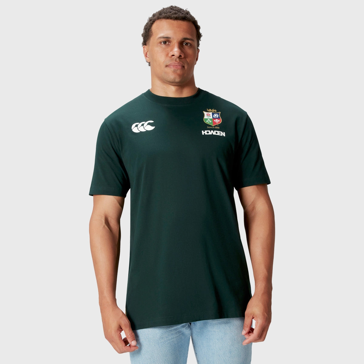 Canterbury British & Irish Lions Men's Cotton T-Shirt - Green Rugby Jersey for Fans & Players - Perfect for Game Day & Casual Wear