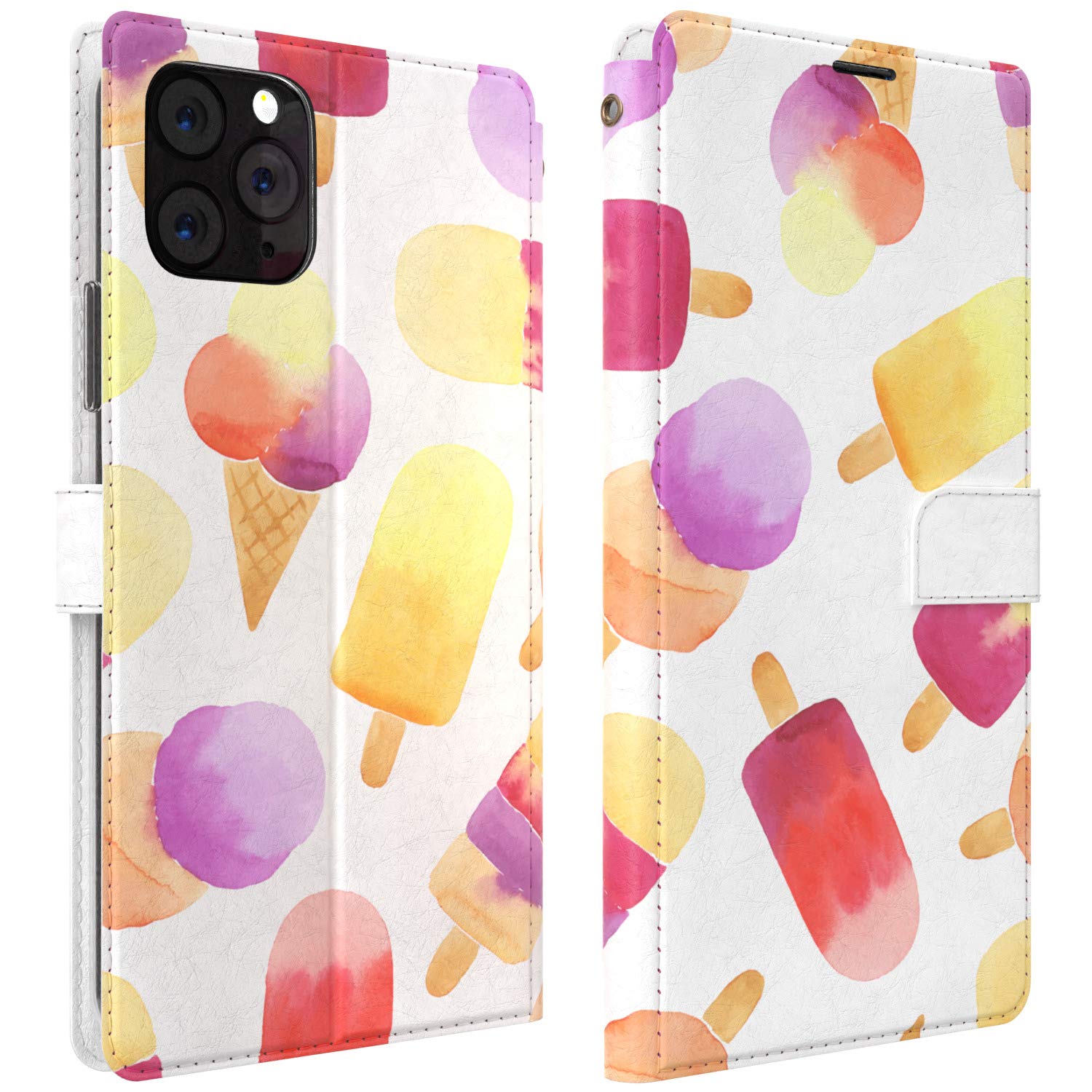 **iPhone Wallet Case - Slim Magnetic Folio Cover with Card Holder for iPhone 14 Pro Max/13 Mini/12/11/SE/Xr/Xs/8 Plus/7/6s - Lightweight PU Leather in Frozen Juice Pink & Ice-Cream Candy Colors | Perfect for Girls, Everyday Use & Travel**