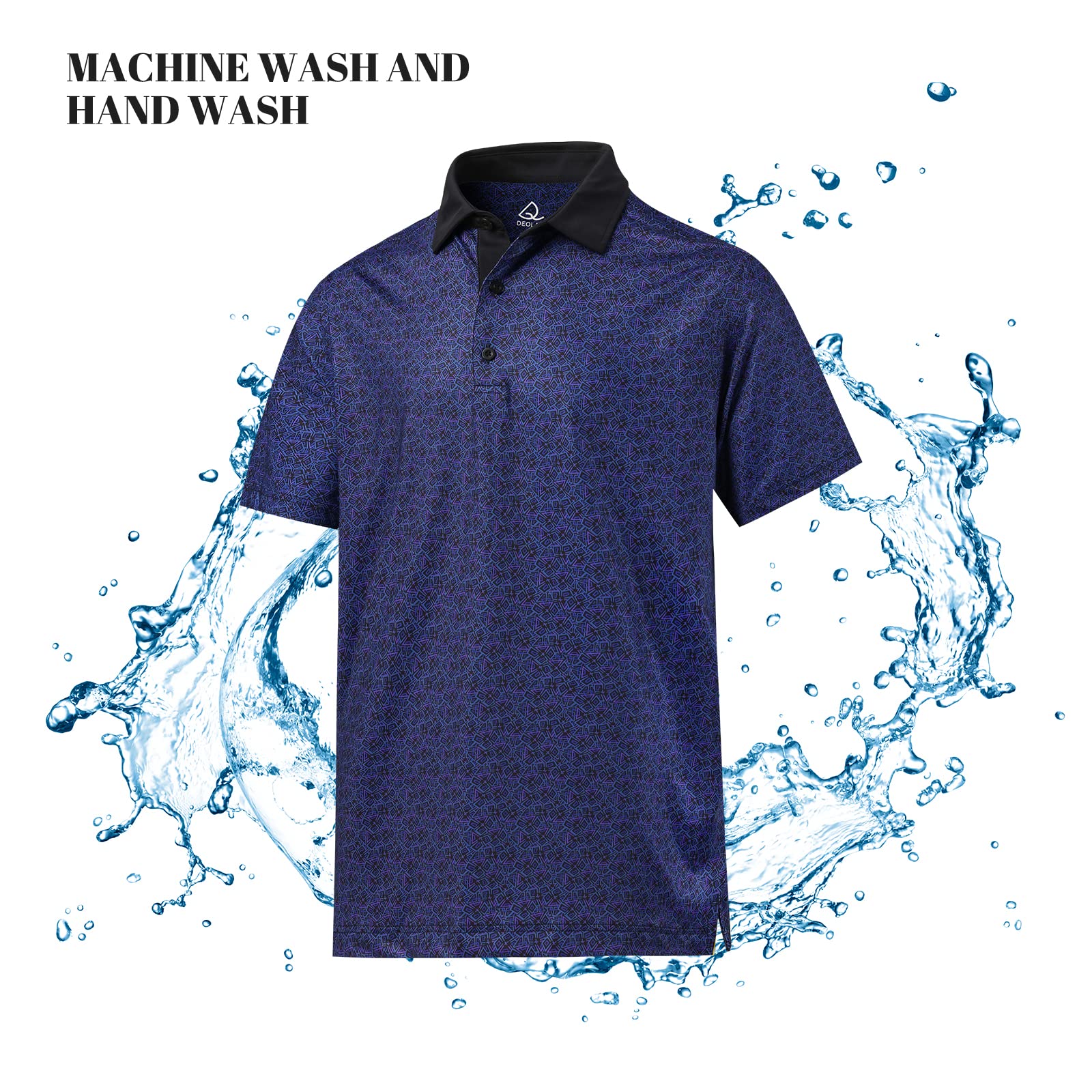 DEOLAX Men's Fashion Print Dry Fit Golf Polo Shirts - Quick Dry Short Sleeve Funny Golf Shirt for Men - Perfect for Golf, Casual Wear & Outdoor Activities