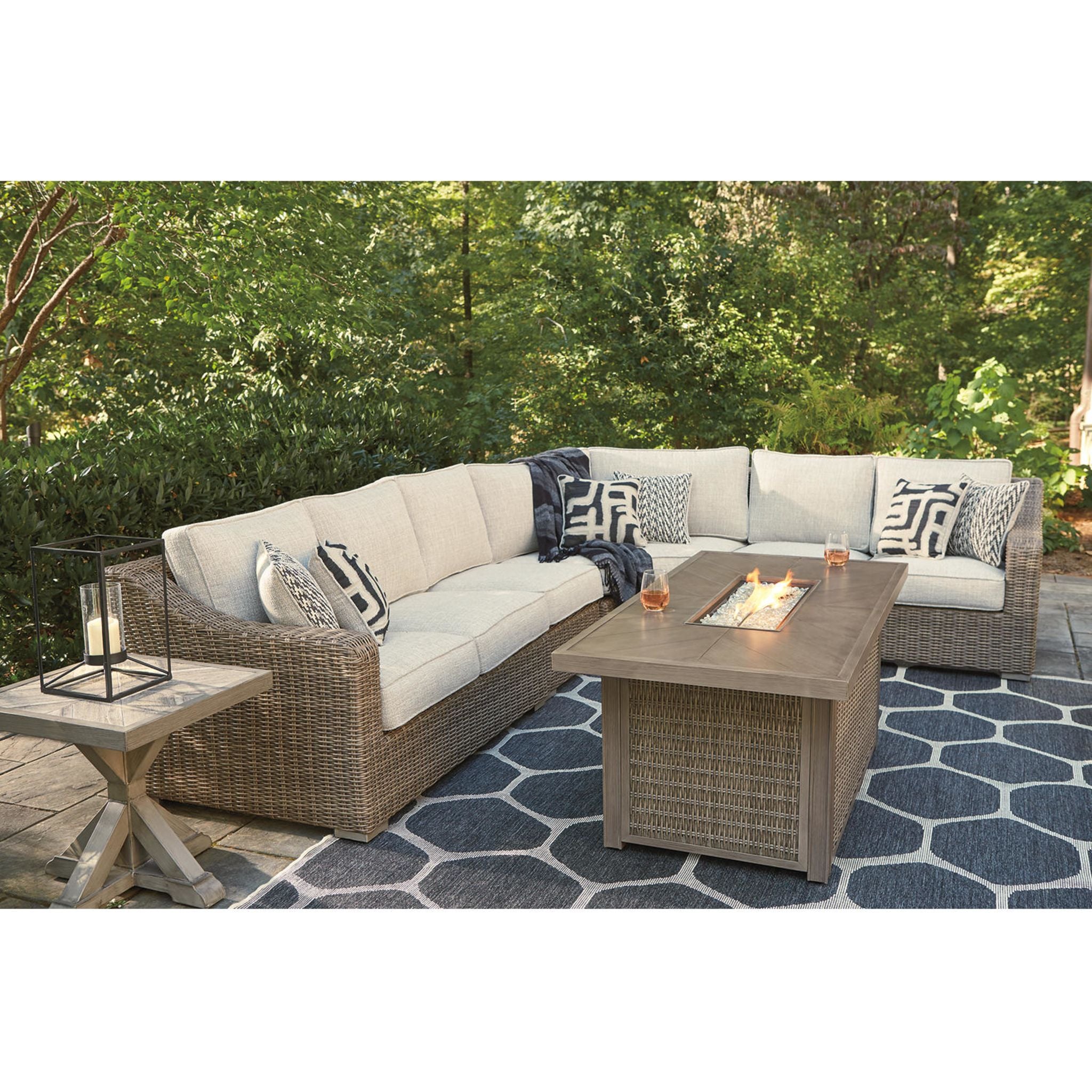 Beachcroft 4-Piece Outdoor Modular Sectional Sofa Set - Waterproof Patio Furniture for Backyard, Poolside & Garden Lounge (Grey) | Perfect for Entertaining & Relaxing Outdoors