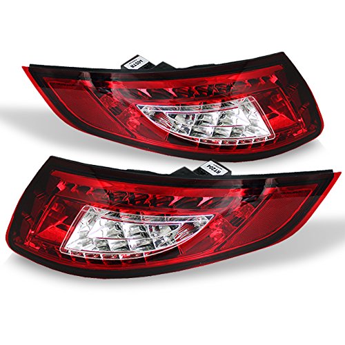 AKKON Red Clear Full LED Tail Lights Brake Lamps for 2005-2008 Porsche 997 911 Carrera/GT/Targa - Left & Right Pair - Enhance Night Visibility & Style (Perfect for Upgrades, Night Driving & Car Shows)