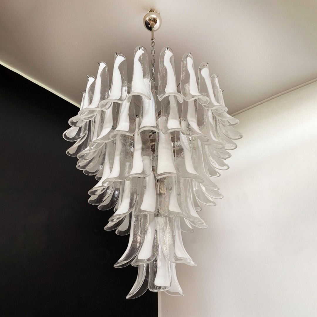 Exquisite Murano Glass Petals Chandelier - Handcrafted Italian Crystal Ceiling Light Fixture for Dining Room, Living Room & Bedroom Decor