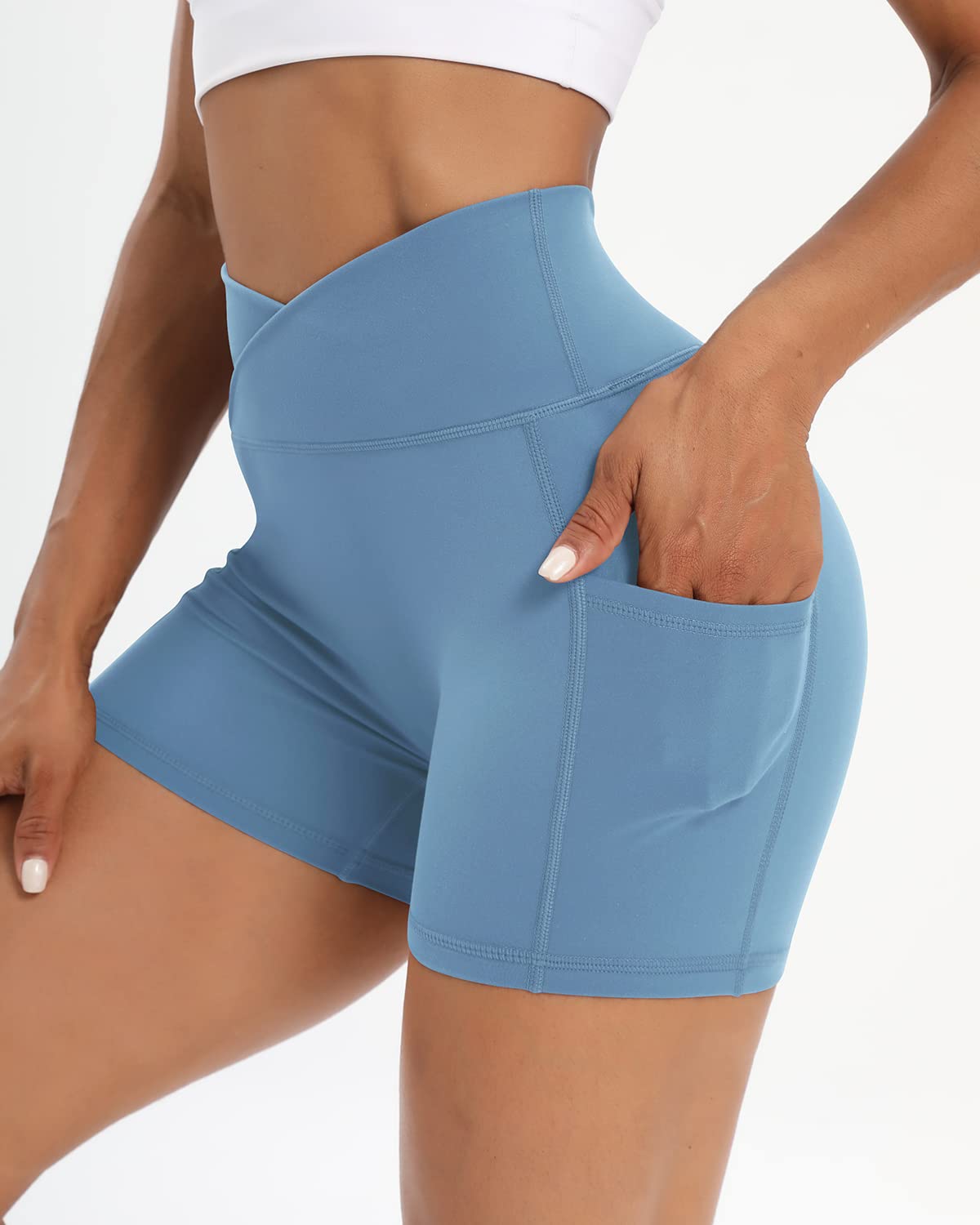 Best Women's Workout Shorts 2-Pack - High Waist Stretchy Spandex Gym & Yoga Shorts with Side Pockets - Perfect for Running, Training & Fitness Activities