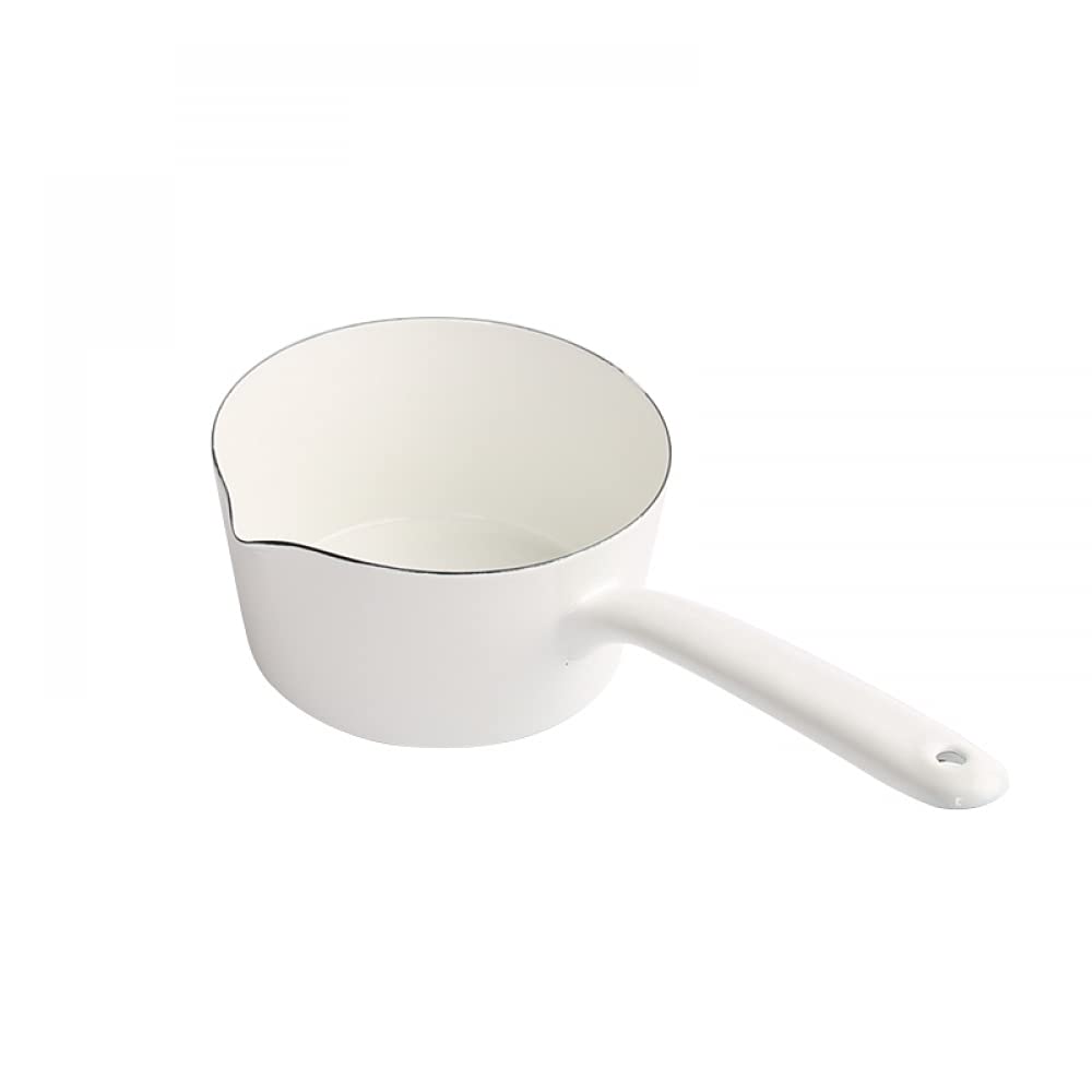 Mavoorick 1.3L Japanese Style White Ceramic Milk Pot - Small Saucepan with Long Handle for Cooking, Boiling, Stewing - Perfect for Single Serve, Tea, Coffee & Small Meals