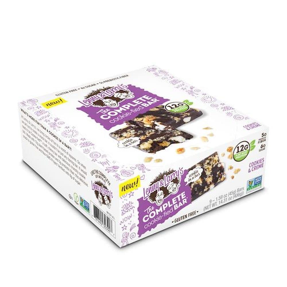 Lenny and Larry's Cookies and Creme Complete Protein Cookie Bar - 1.59oz (9 Bars per Pack, 12 Packs per Case) | High Protein Snack for Gym, Hiking & On-the-Go Nutrition