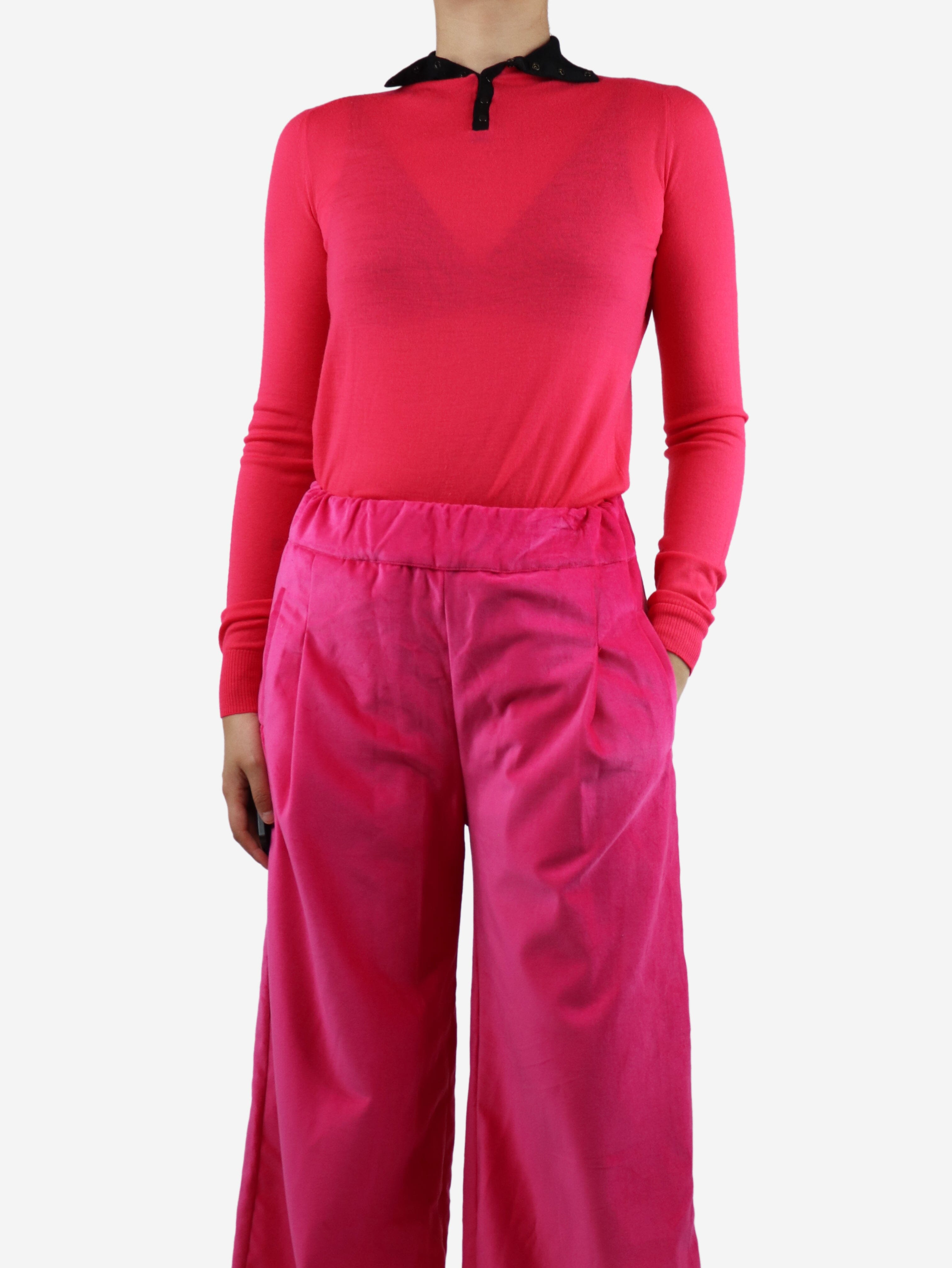 Bright Pink High Neck Wool Sweater for Women - Size S | Warm Winter Fashion & Casual Outfit Essential