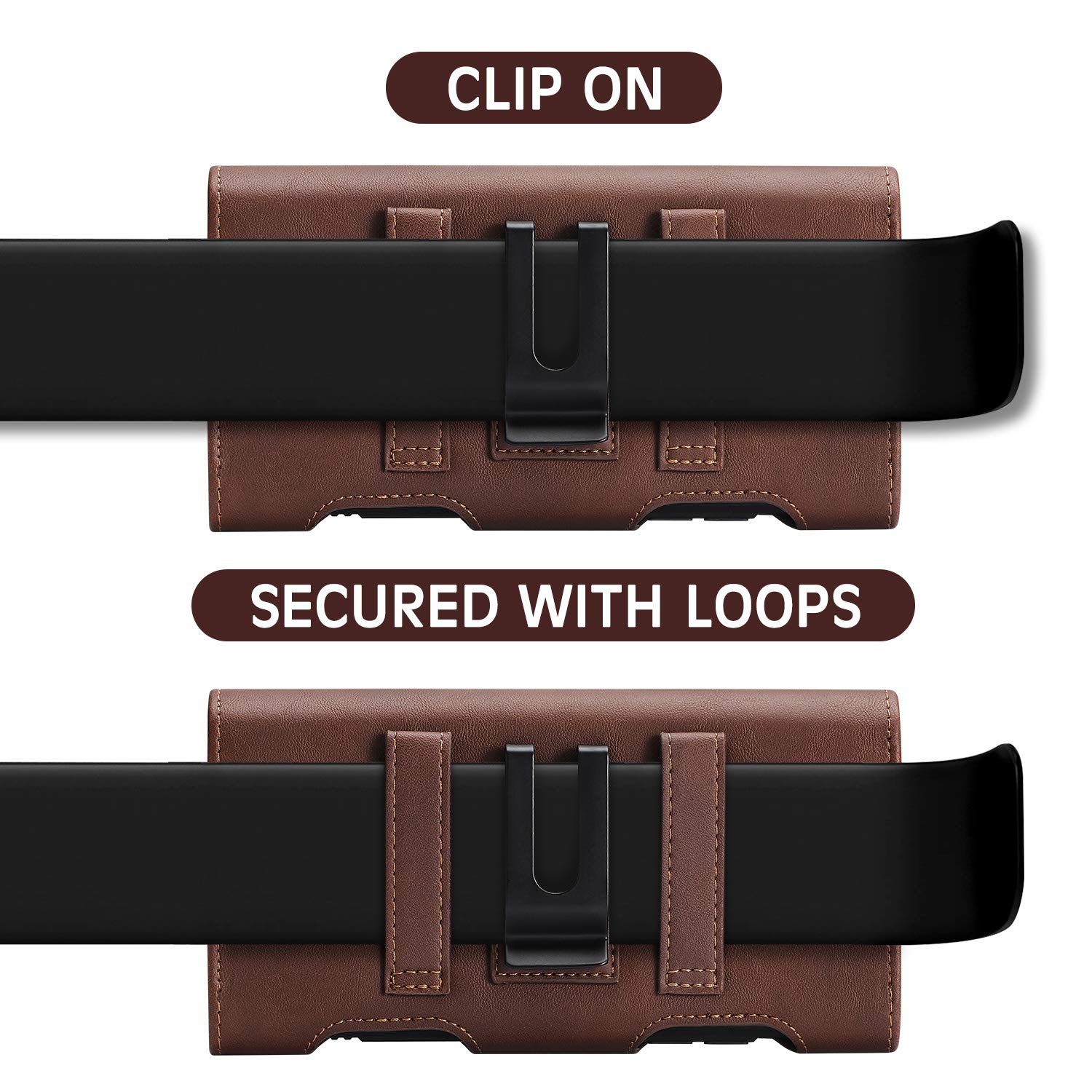 BECPLT Leather Holster Case with Card Holder for iPhone 16 Pro Max/16 Plus/15 Pro Max/15 Plus/14 Plus/14 Pro Max/12 Pro Max/11 Pro Max/Xs Max - Brown | Belt Clip Pouch for Work, Travel & Outdoor Activities