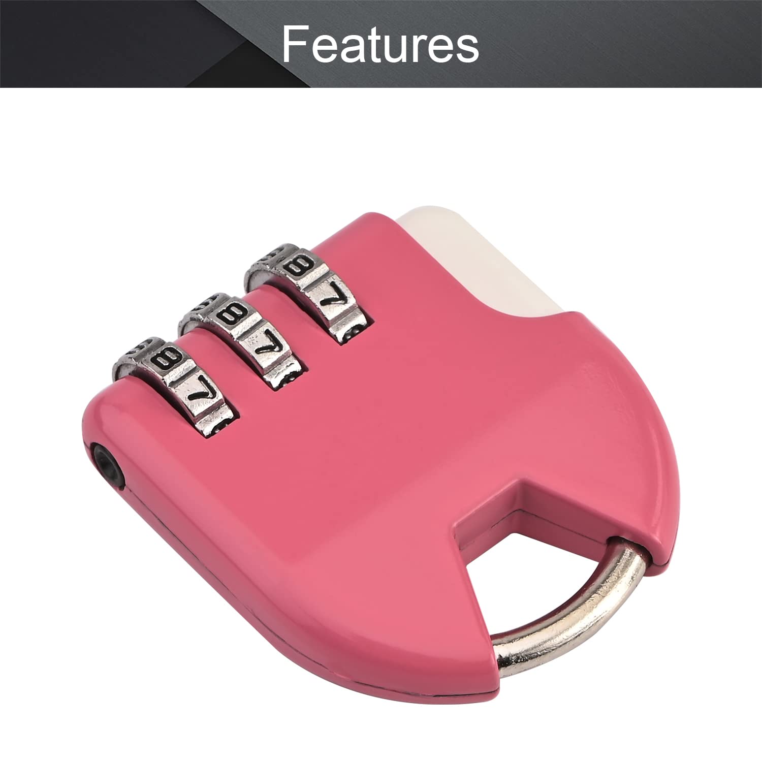 MroMax 3 Digit Combination Padlock - Resettable Zinc Alloy Safe Lock with Key for Luggage, Gym Lockers & Backpacks (1 Pack, Pink)