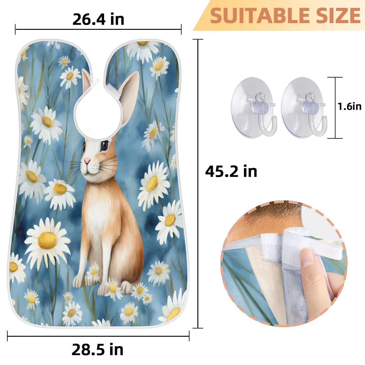 Cute Rabbit Beard Shaving Bib for Men & Women - Waterproof Hair Dye Apron, Makeup Cape & Barber Accessories - Perfect for Beard Trimming, Haircut, Salon & Home Use - Great Gift for Barbers & Stylists