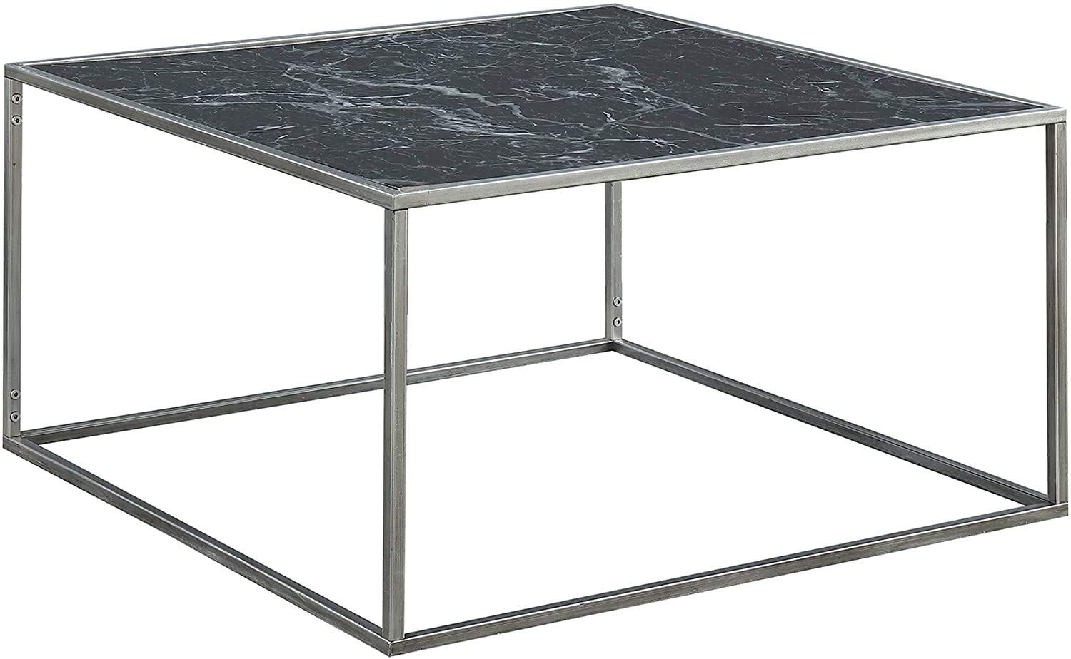 Gold Coast Faux Marble Coffee Table - Black & Silver for Living Room Decor