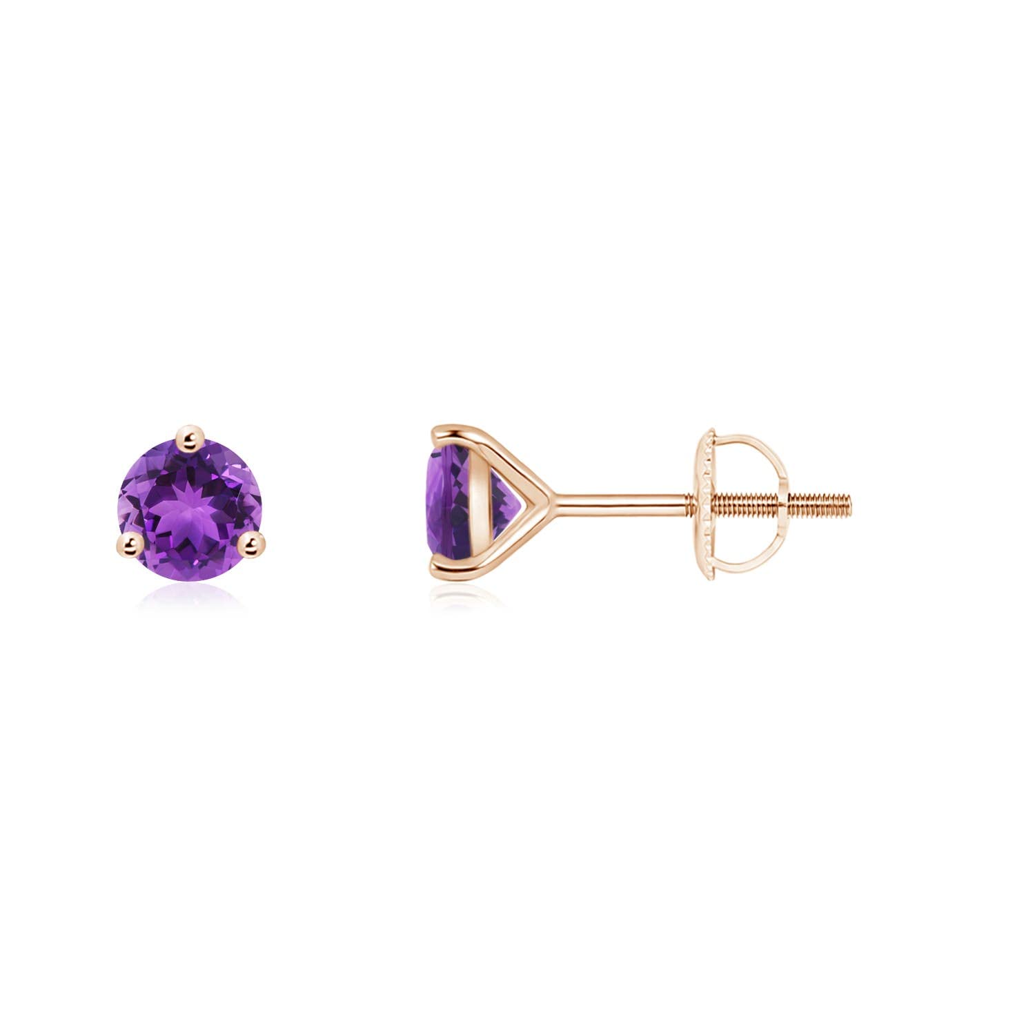 Natural Amethyst Stud Earrings in 14K Solid Gold/Platinum | February Birthstone Jewelry for Women | Birthday, Engagement, Anniversary & Wedding Gift | Perfect for Everyday Wear & Special Occasions