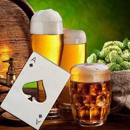Premium Stainless Steel Casino Poker Bottle Opener - Credit Card Size Wallet Tool for Beer & Soda - Perfect for Bars, Parties, Camping & Travel Accessories (1 Pack)