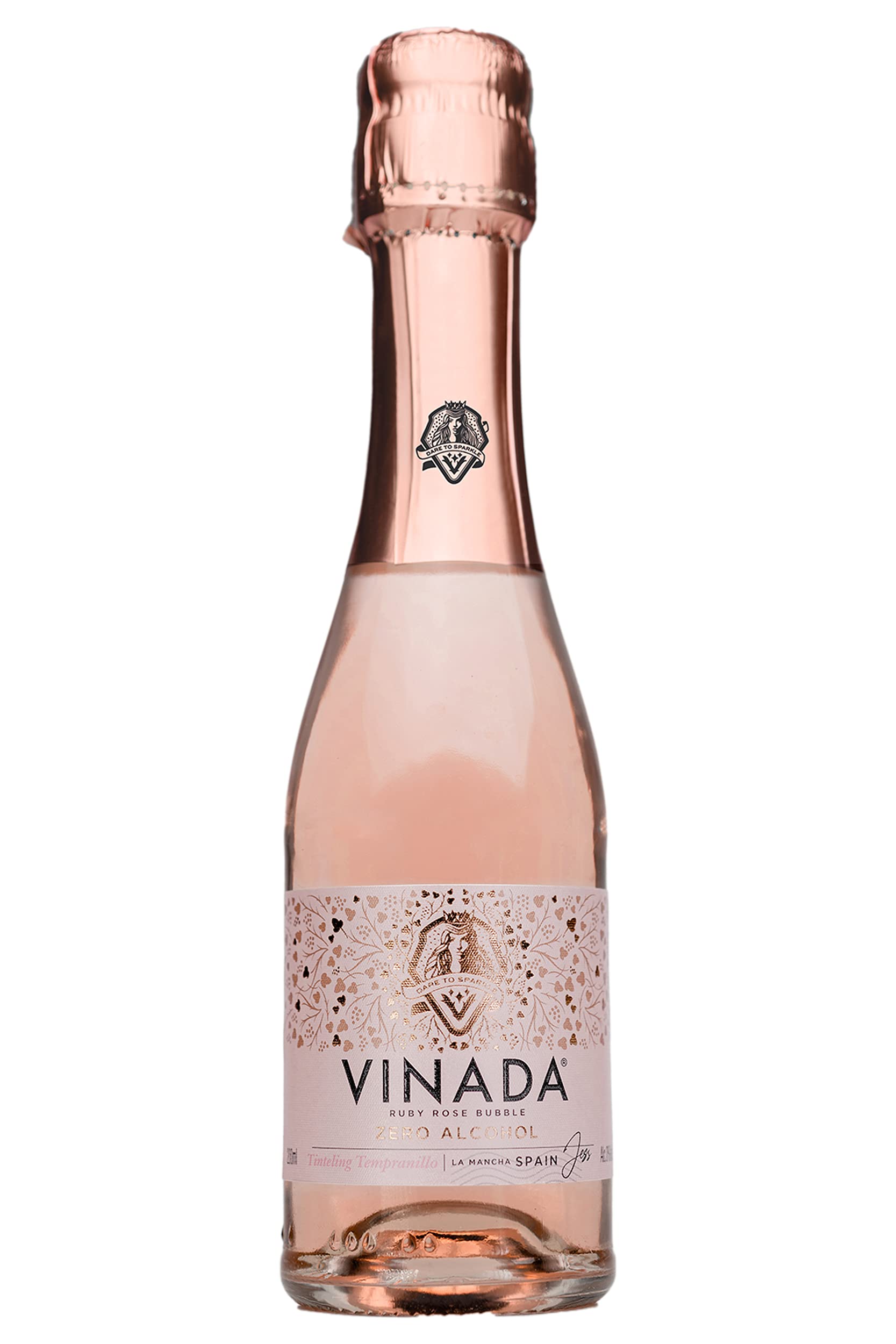 VINADA Sparkling Rosé Mini - Alcohol-Free Wine - 200ml (24-Pack) - Perfect for Parties, Weddings & Mocktails | Vegan & Gluten-Free