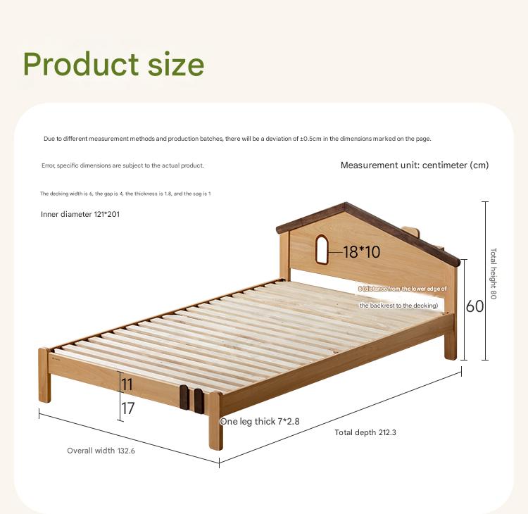 Kids Wooden Bed with Night Light - Beech & Poplar Little House Design with 15-Minute Auto Light Off - Perfect for Bedrooms, Playrooms & Cozy Sleep Spaces