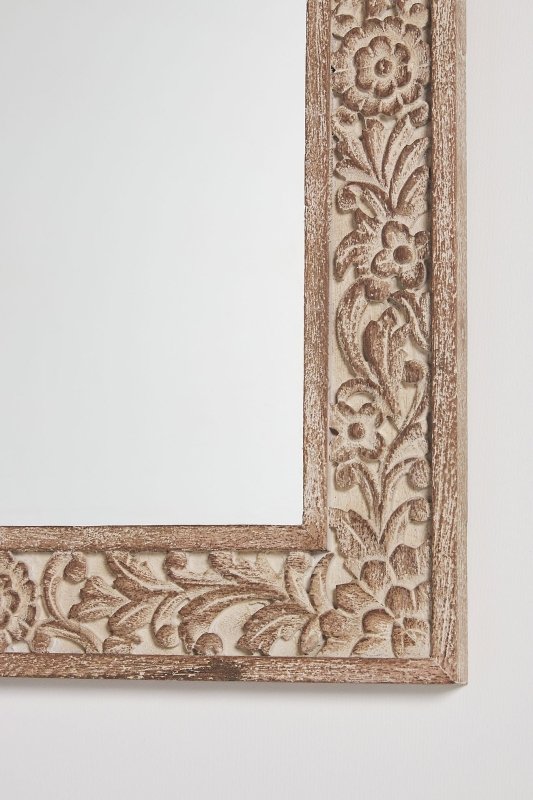 Hand Carved Lombok Mirror Frame - Elegant Bathroom & Vanity Mirror with Wooden Accents for Home Decor | Perfect for Bathrooms, Bedrooms, and Entryways