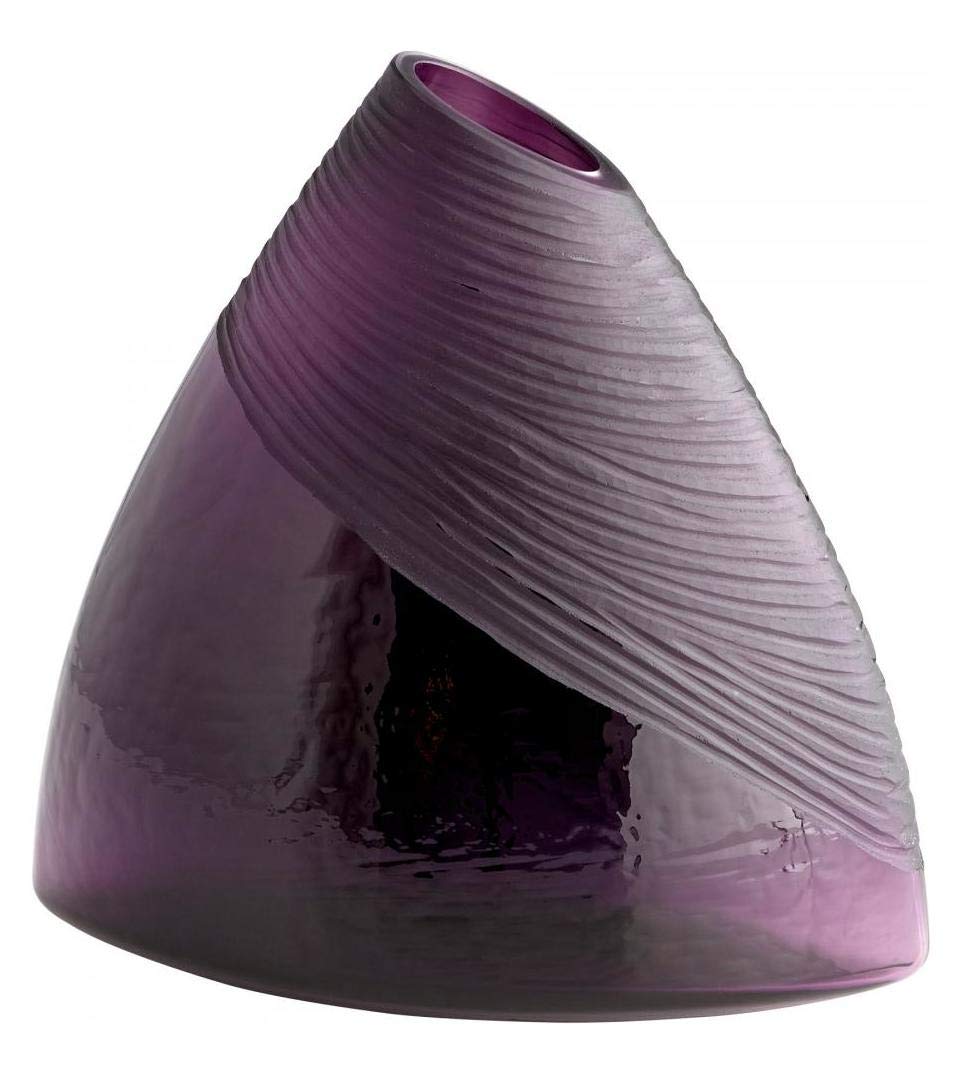 10.75 Inch Tall Purple Amethyst Glass Vase for Home Decor, Wedding Centerpieces, and Floral Arrangements