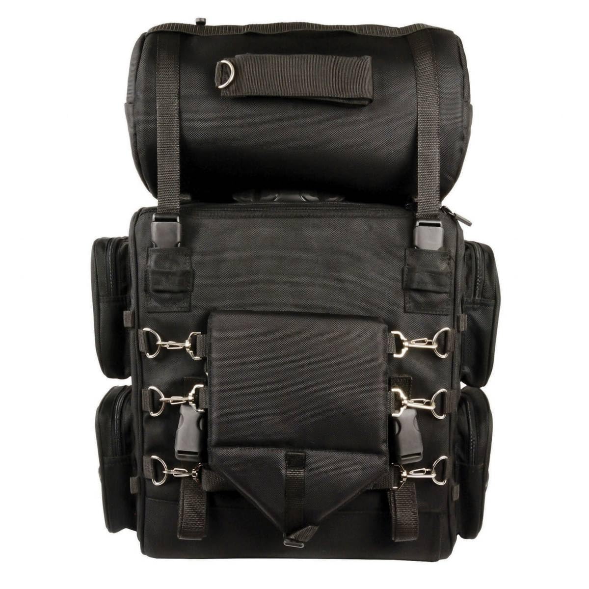 Milwaukee Leather SH680 Large Black Textile Motorcycle Sissy Bar Travel Bag - Durable Storage for Road Trips & Cruising - Fits Harley, Honda, Yamaha & More