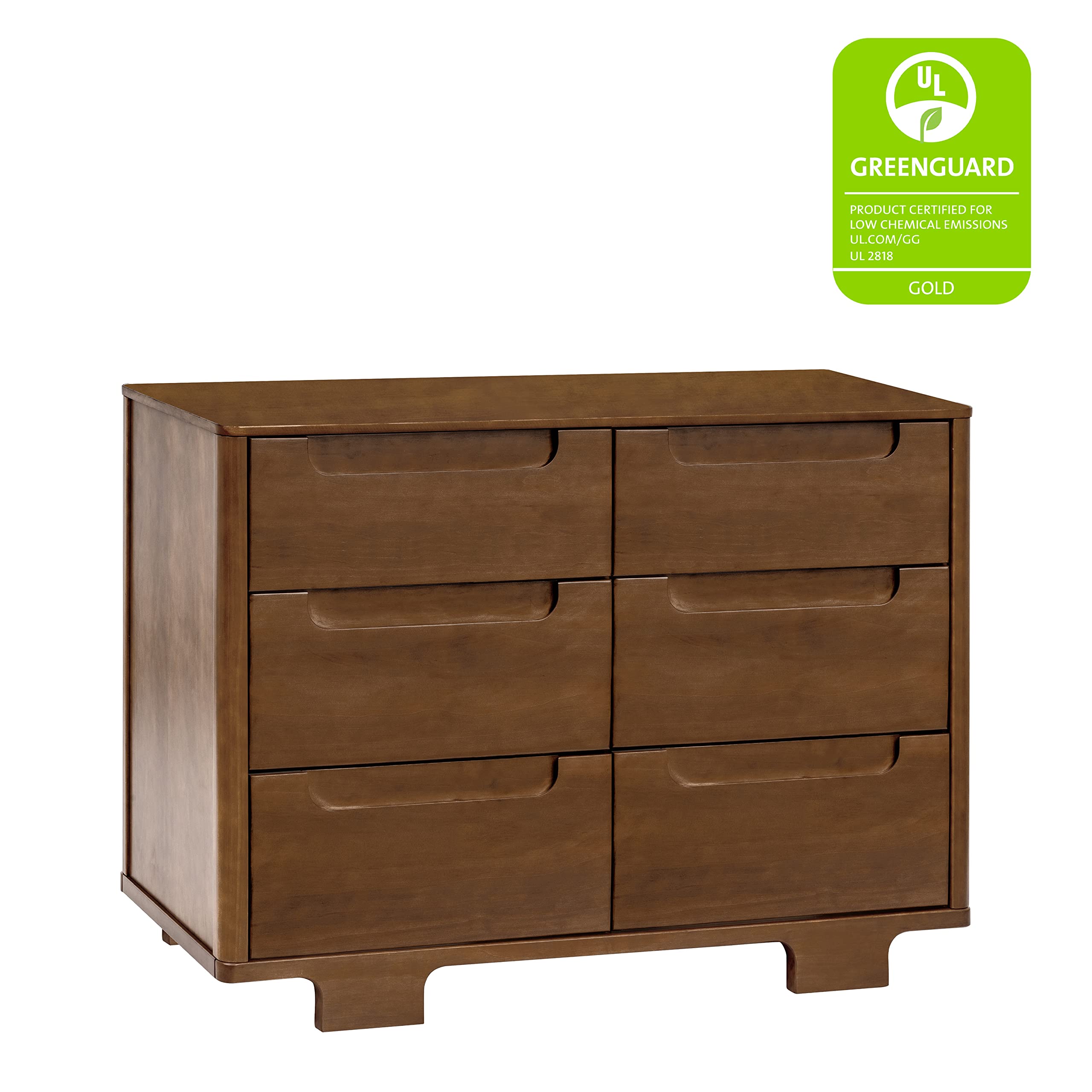 Babyletto Yuzu 6-Drawer Dresser in Natural Walnut - Greenguard Gold Certified Nursery Furniture for Baby Room Organization & Storage