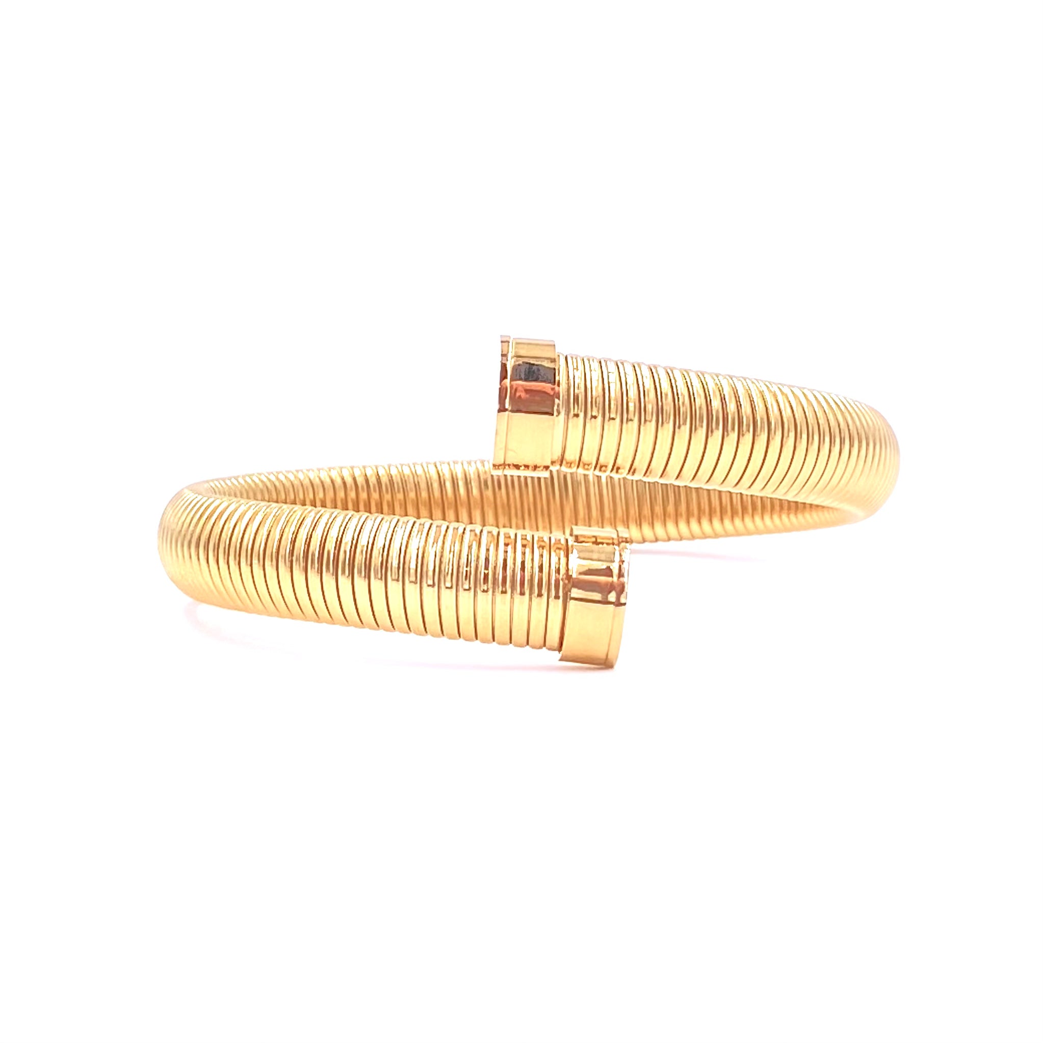 Ashley Gold Stainless Steel Gold Plated Stacked Slinky Bangle Bracelet for Women - Elegant Layered Cuff Jewelry for Party, Wedding & Everyday Wear