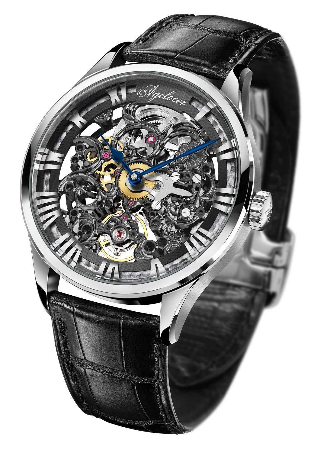 AGELOCER Men's Luxury Automatic Skeleton Watch - Stainless Steel Mechanical Timepiece for Business, Formal & Casual Wear | Top Brand Dress Watch for Gifts & Special Occasions