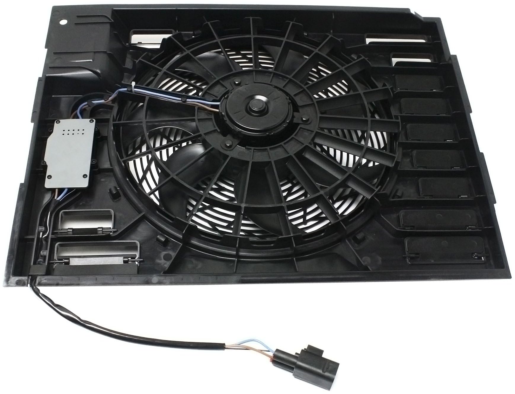 Go-Parts - A/C Condenser Fan Shroud Assembly with Control Module for BMW 7-Series 745i 745Li 750i 750Li 760i 760Li (2002-2008) - Perfect Cooling System Replacement for Hot Weather & Long Drives