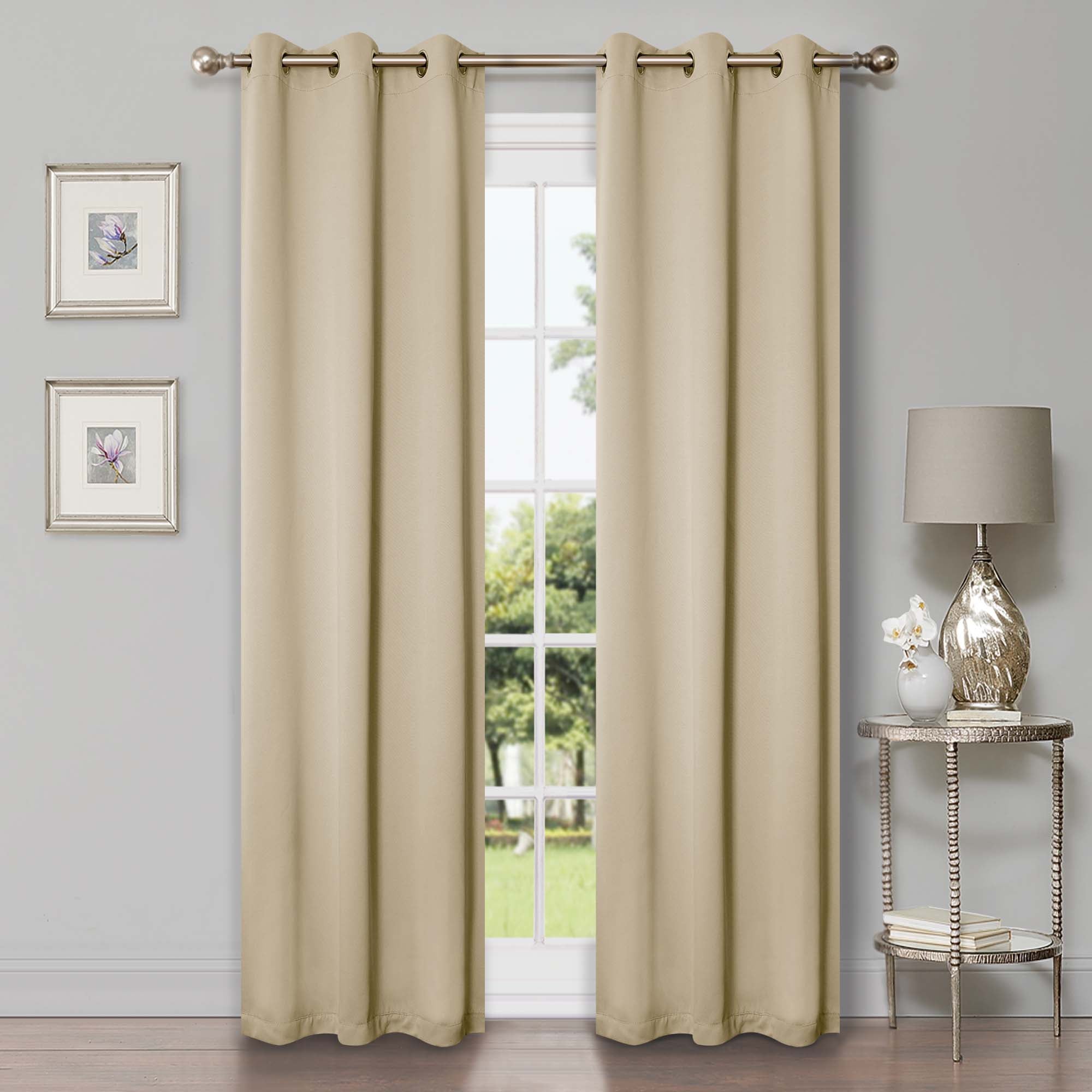 Solid Classic Modern Grommet Blackout Curtain Set - Thermal Insulated Window Drapes for Bedroom & Living Room - Noise Reducing Room Darkening Curtains for Better Sleep