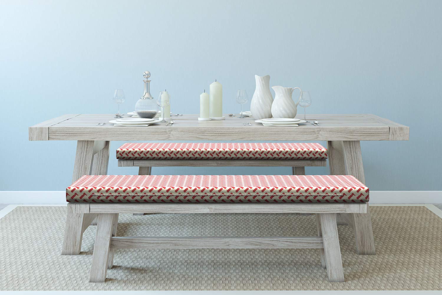 Ambesonne Abstract Bench Cushion Set of 2 - Modern Herringbone Pattern Foam Seat Pads 45