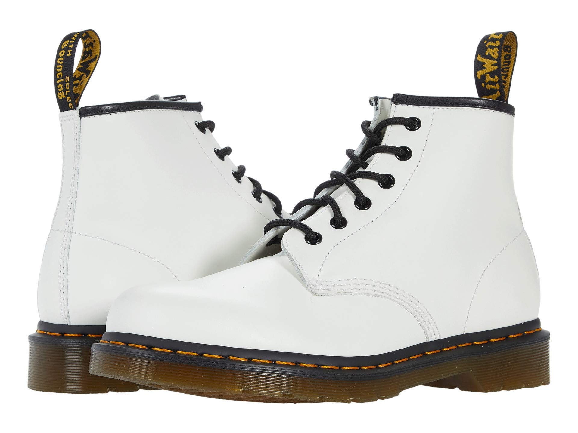 Dr. Martens® 101 Yellow Stitch Leather Boots for Men & Women - Classic White UK 9 (US Men's 10, US Women's 11) - Punk Fashion & Everyday Wear