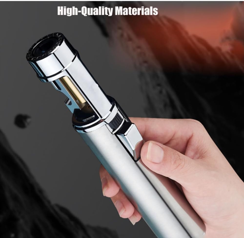 2025 New Windproof Butane Jet Lighter - Adjustable Flame, 360° Rotating Ignition, Built-in Bottle Opener - Refillable & Portable for Camping, BBQ, Outdoor Adventures (Black, 2-Pack)