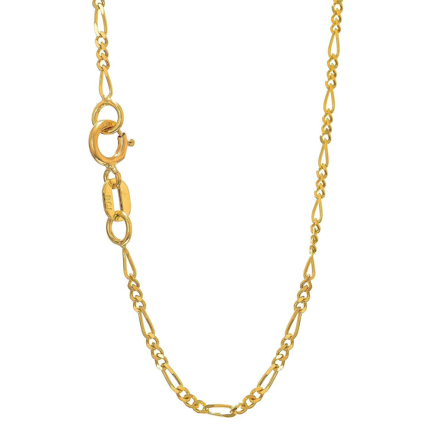 14K Yellow Solid Gold Figaro Chain Necklace - 1.9mm Dainty Gold Necklace for Women, Men | Elegant Layering Piece, Gift for Anniversary, Birthday, Valentine's Day