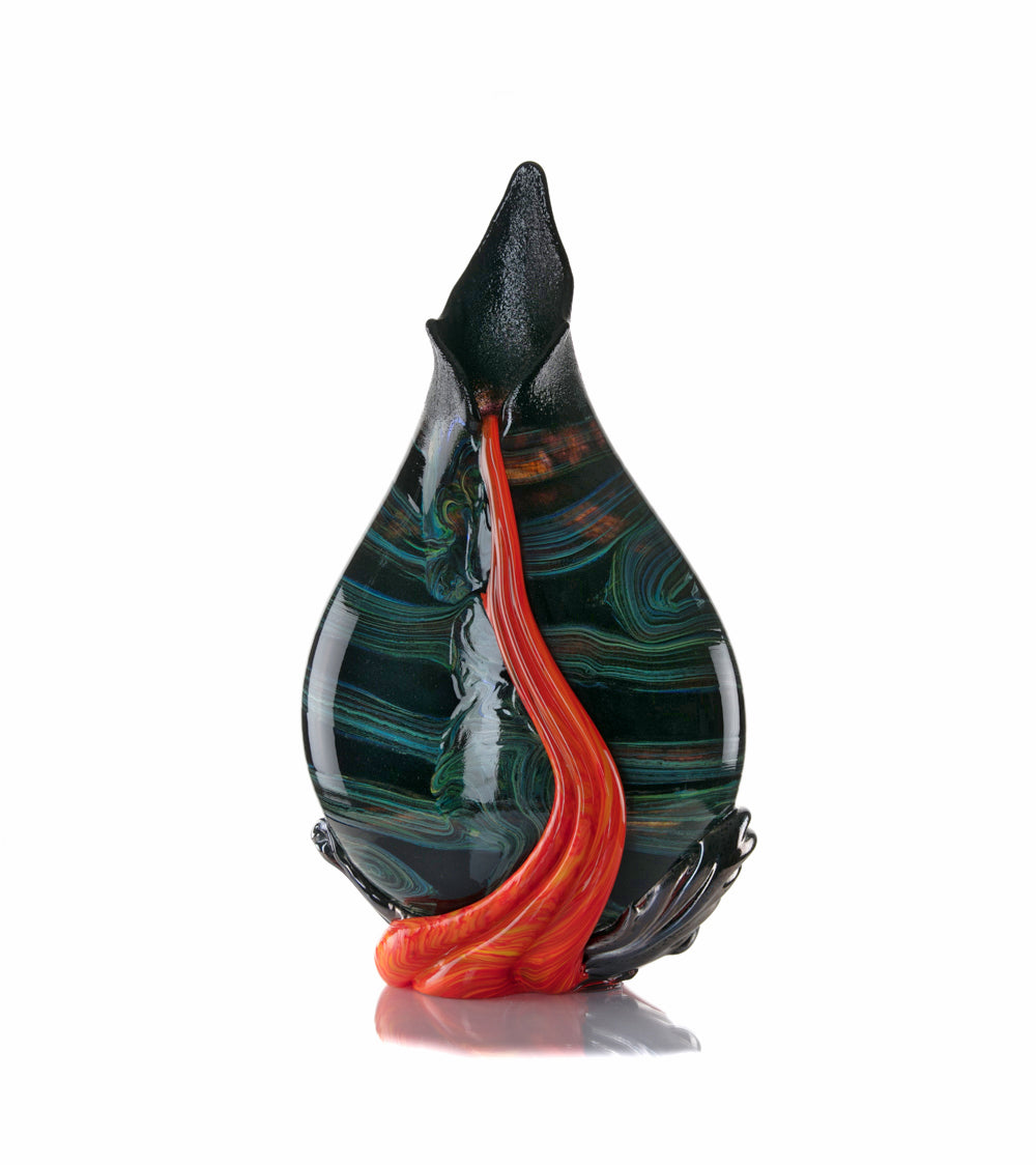 Daniel Moe Black Lava Trail 1 Glass Vessel - Modern Home Decor, Unique Centerpiece for Dining Table, Living Room, or Office