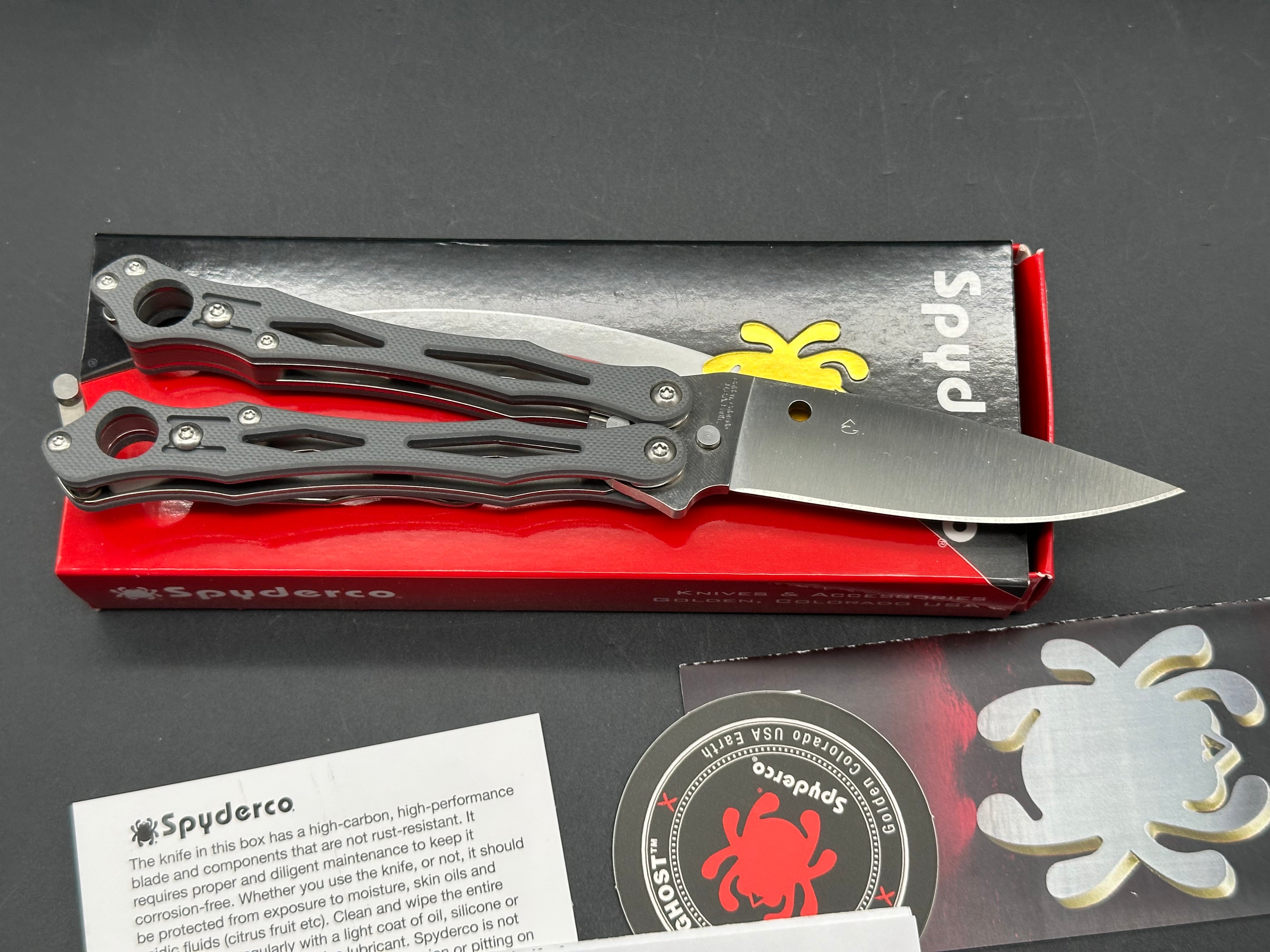 Spyderco SmallFly 2 Folding Butterfly Knife - Gray G10 Handle, 3.4