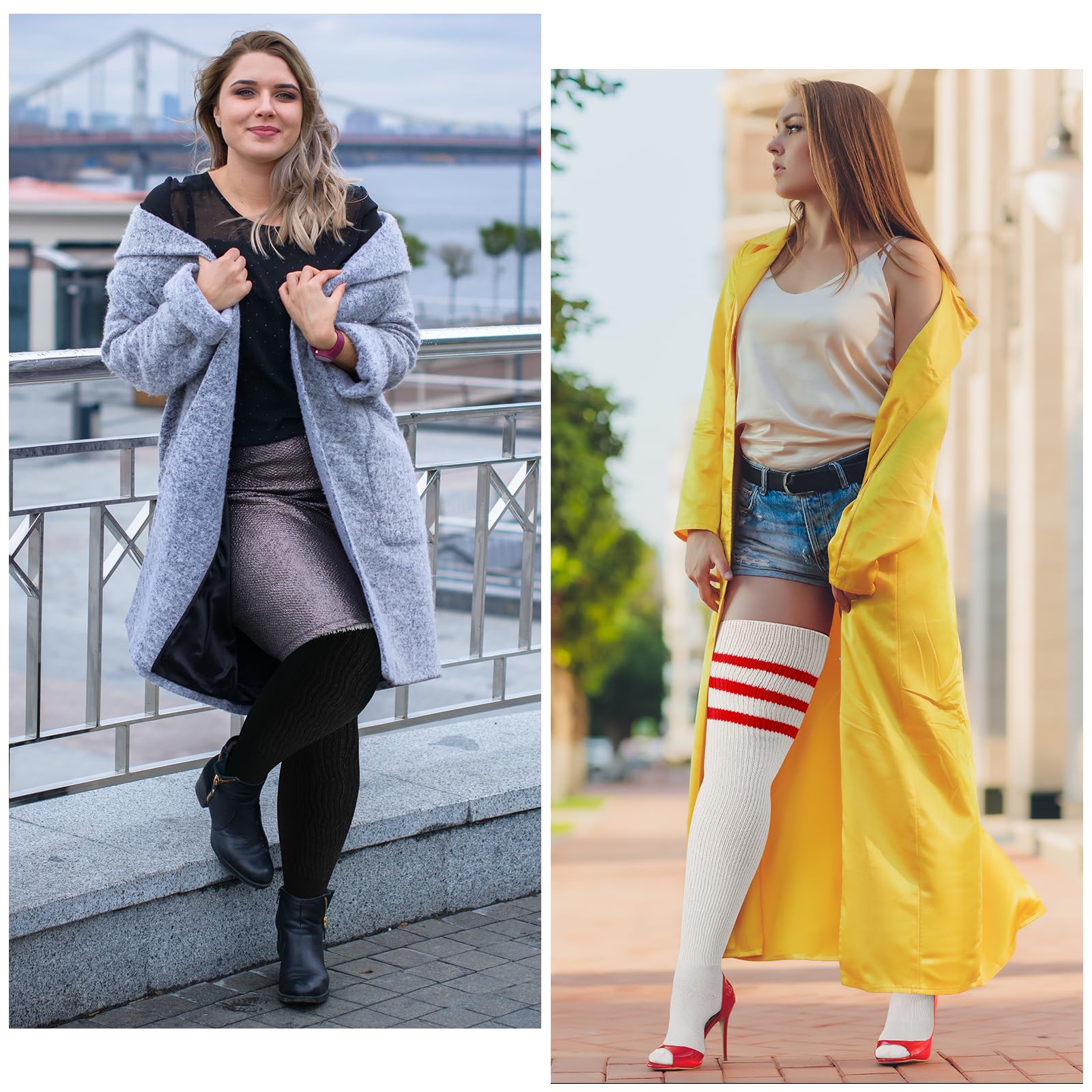 Plus Size Thigh High Socks for Women - Extra Long Striped Over Knee Stockings & Leg Warmers for Thick Thighs - Winter Warmth & Fashion Accessories for Cold Weather Outfits