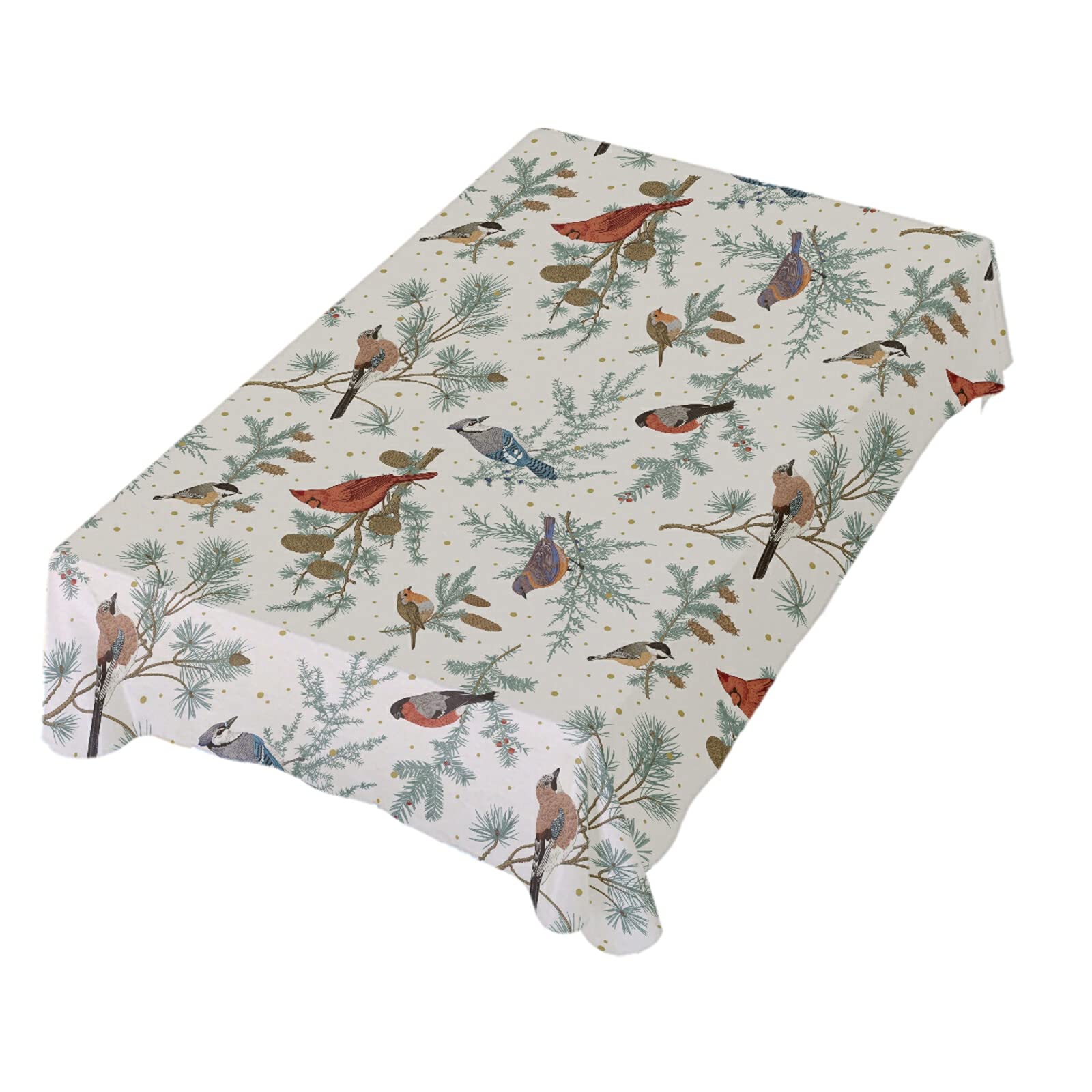 Vintage Winter Birds Cardinal Square Tablecloth - 54 Inch Polyester Table Cover for Holiday Party Decor, Christmas Dinner Table Setting, and Seasonal Home Decoration