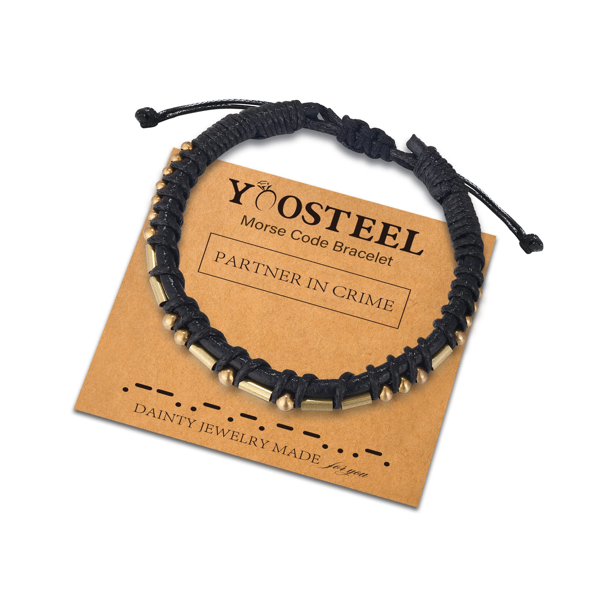 Yoosteel Adjustable Leather Morse Code Bracelet for Women & Men - Inspirational Friendship & Birthday Gift Jewelry with Motivational Message - Perfect for Daily Wear, Gifts & Special Occasions
