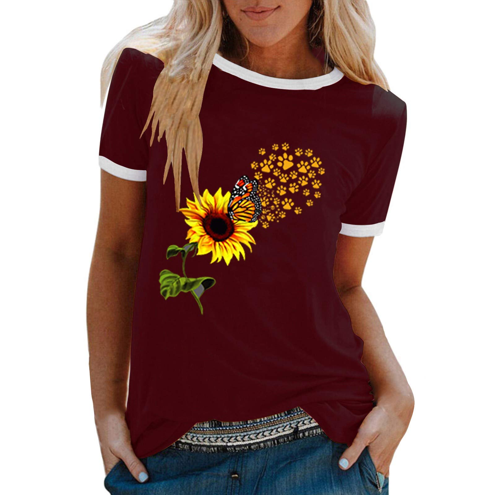 Women's Summer V-Neck T-Shirts with Pocket - Short Sleeve Casual Tops for Women | Perfect for Beach, Vacation & Everyday Wear