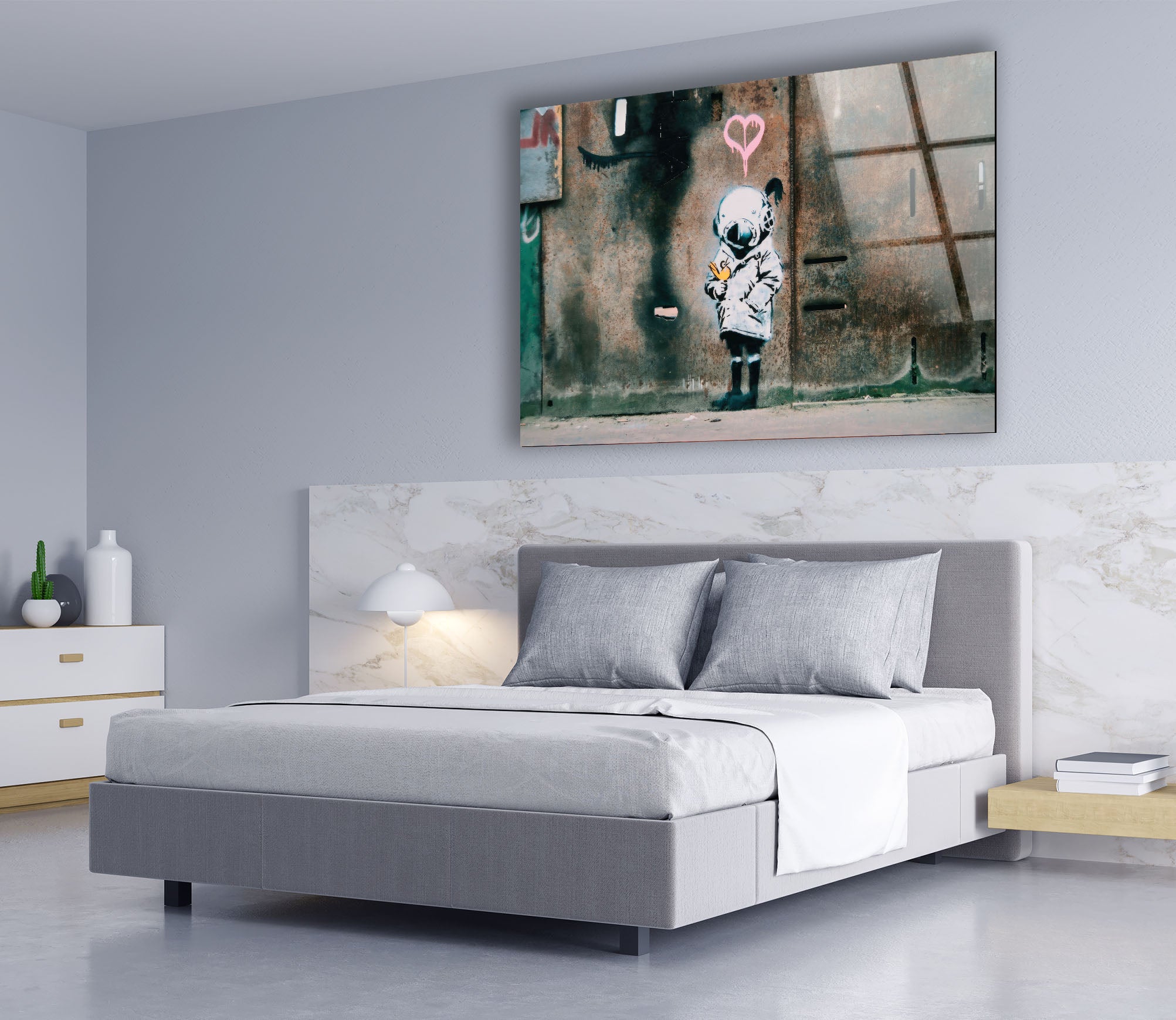 Banksy Love Glass Wall Art - Modern Home Decor for Living Room, Bedroom & Office - Unique Gift Idea for Art Lovers