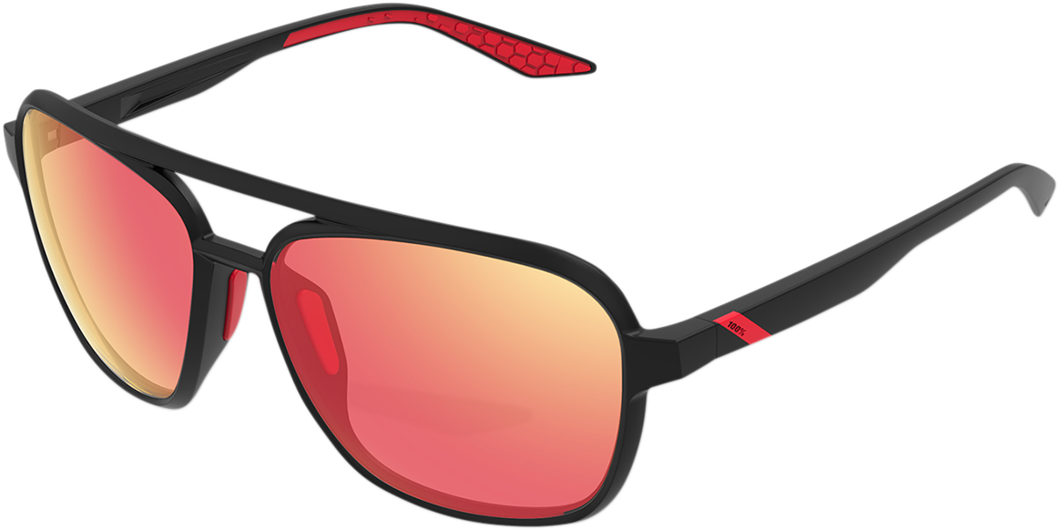 Kasia Aviator Sunglasses for Men & Women - Round Frame, Black & Red Mirror Lens (Model 61042) - UV Protection, Stylish & Durable - Perfect for Driving, Beach, and Outdoor Activities